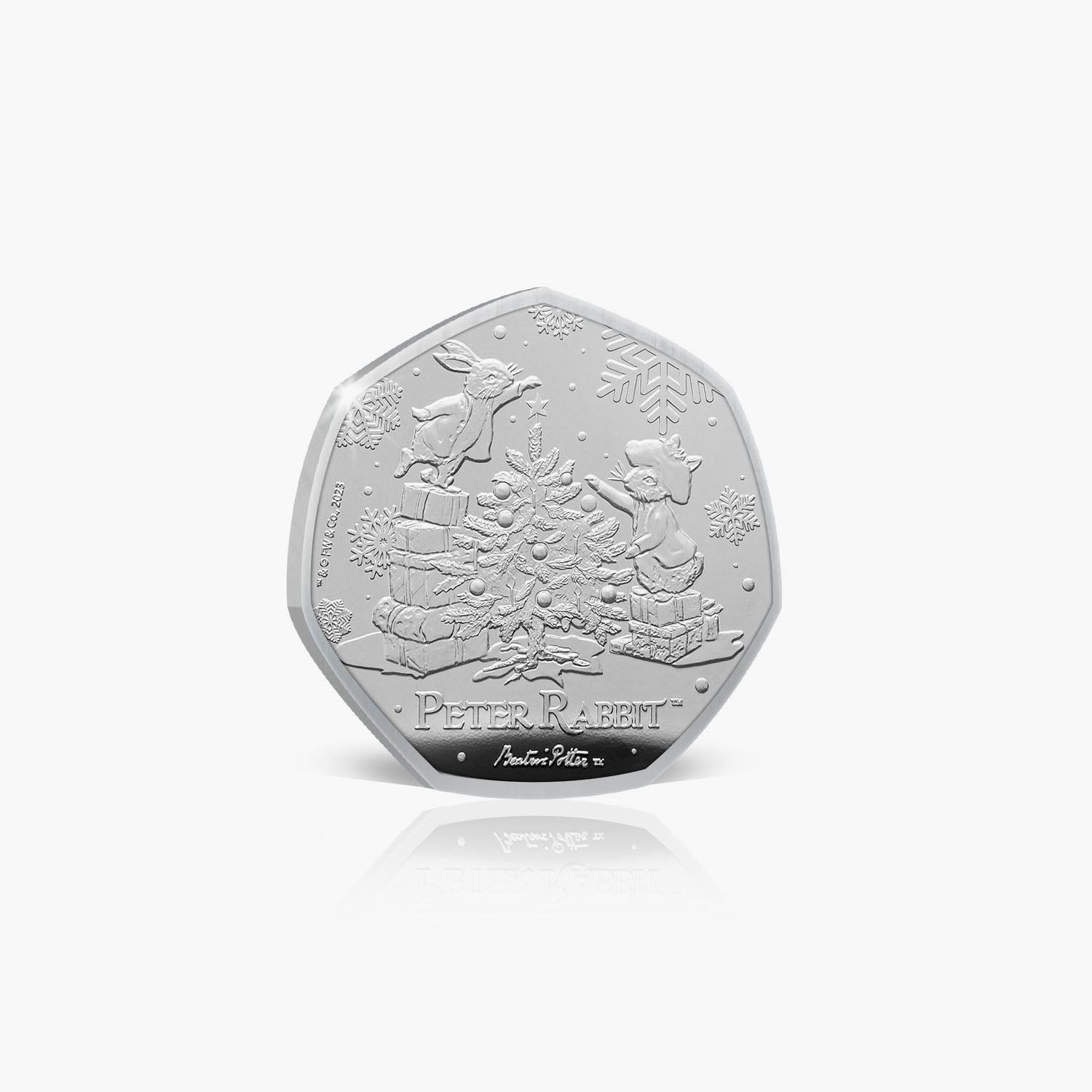Peter Rabbit at Christmas 2023 50p BU Coin