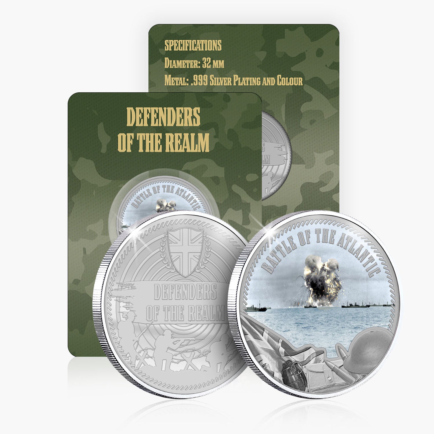 Defenders of the Realm Battle of the Atlantic Silver Plated BU Commemorative