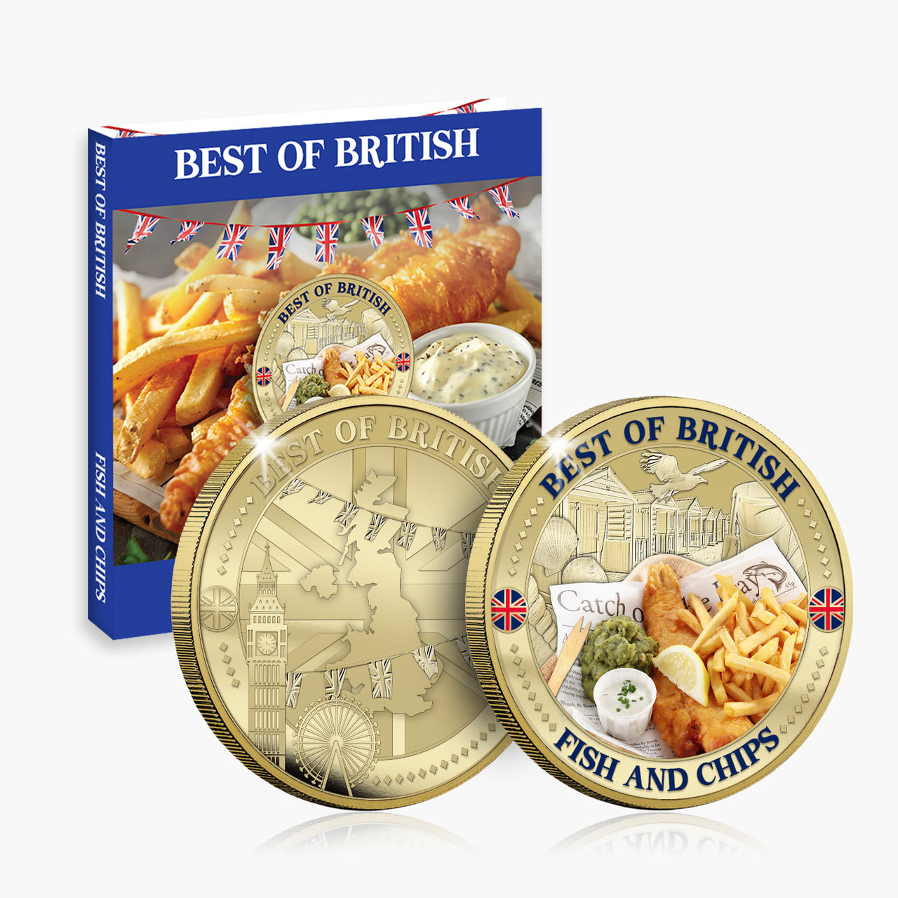 Best of British - Fish & Chips 50mm Gold Plated Commemorative