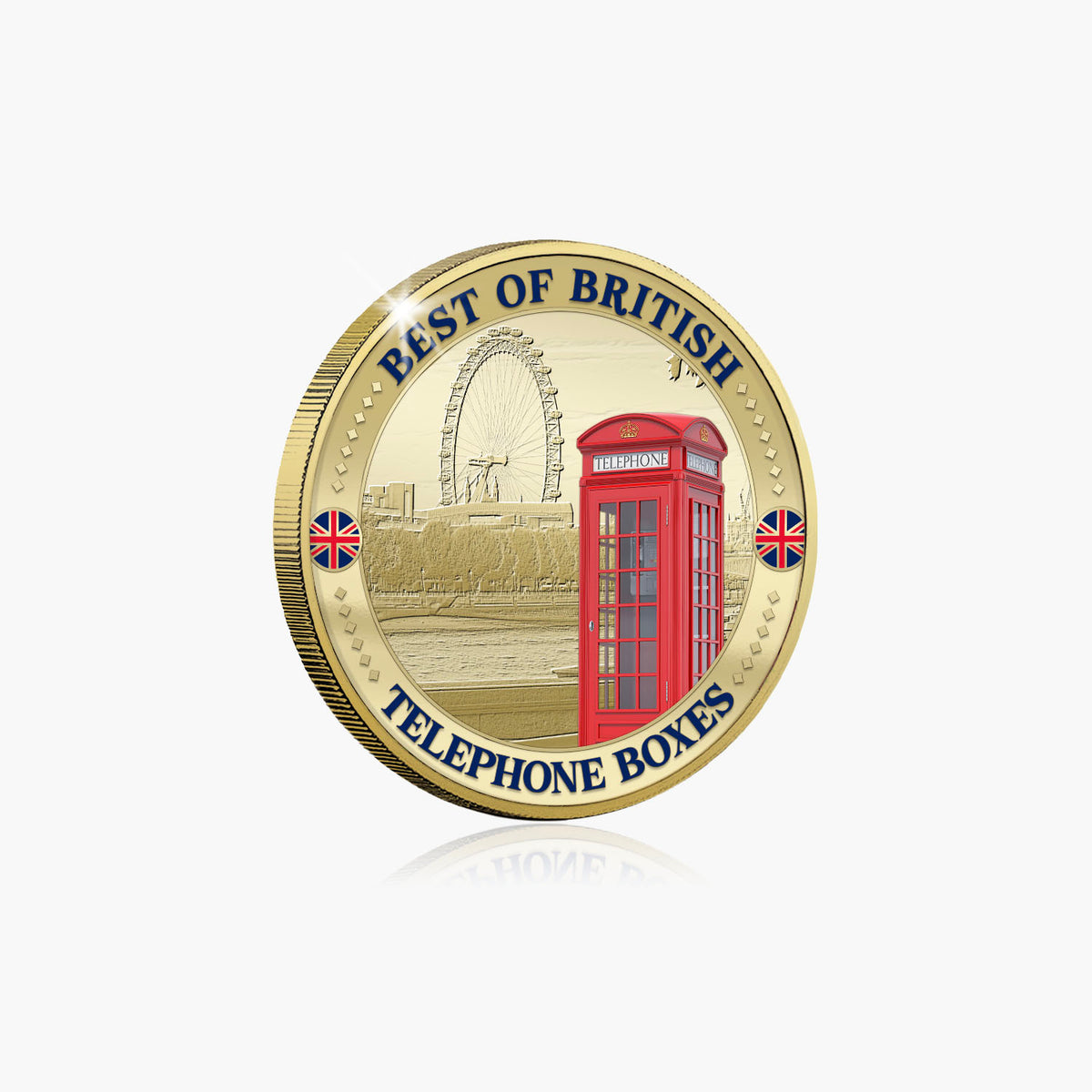 Best of British - Telephone Boxes 50mm Gold Plated Commemorative
