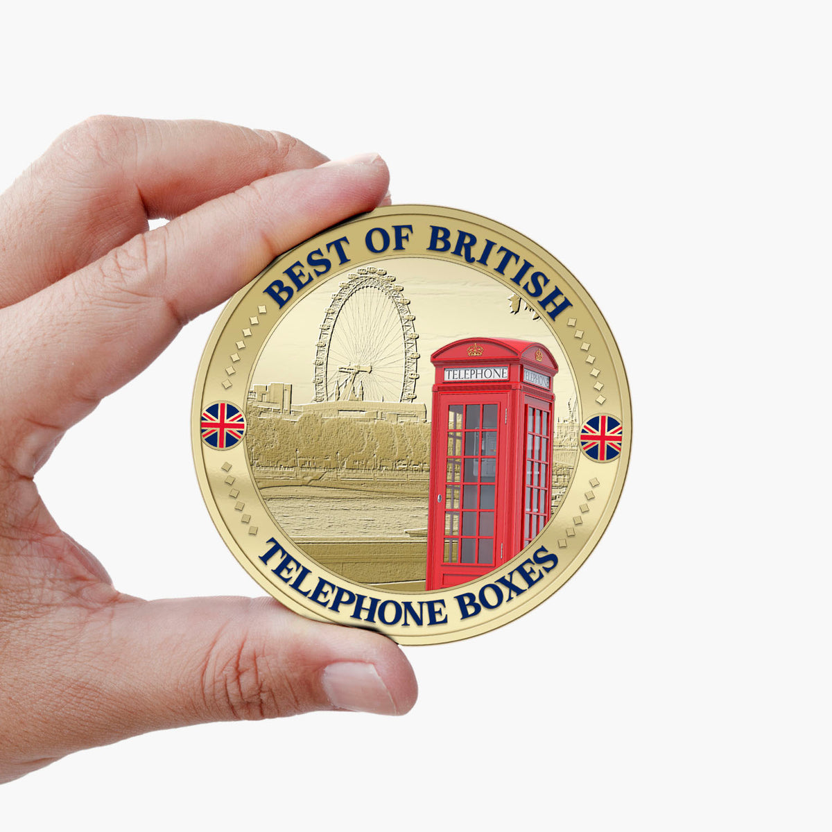 Best of British - Telephone Boxes 50mm Gold Plated Commemorative