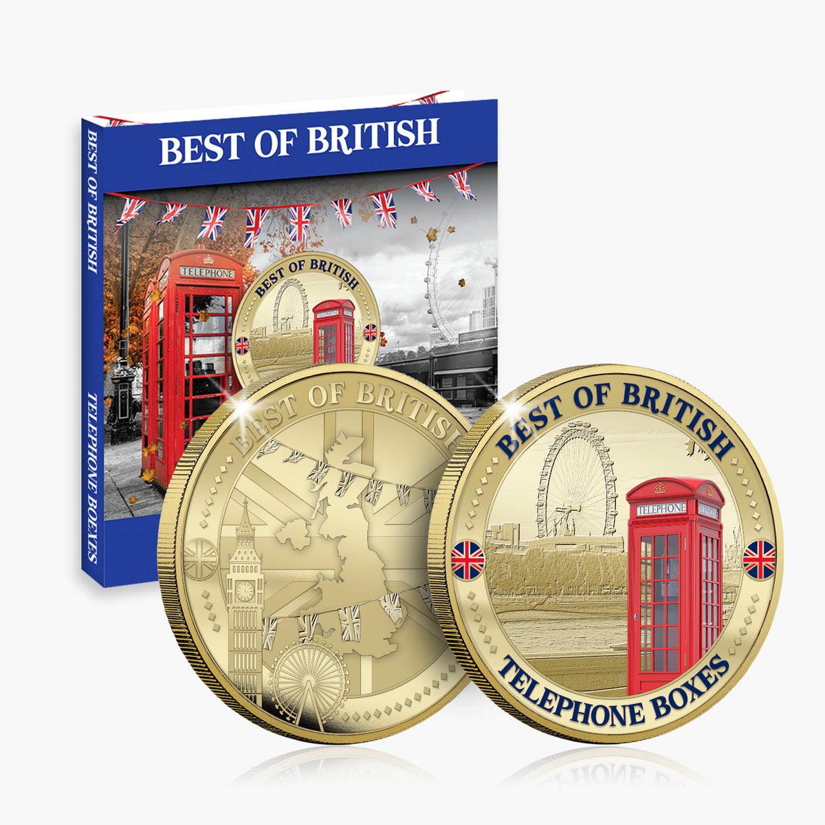Best of British - Telephone Boxes 50mm Gold Plated Commemorative