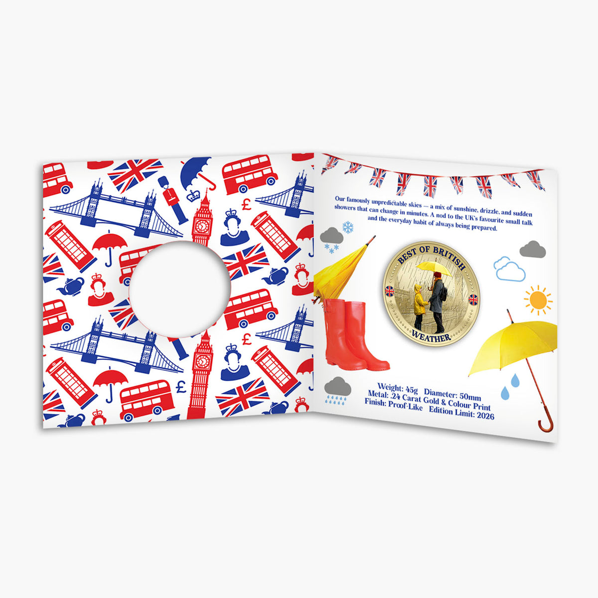 Best of British Weather 50mm Gold Plated Commemorative