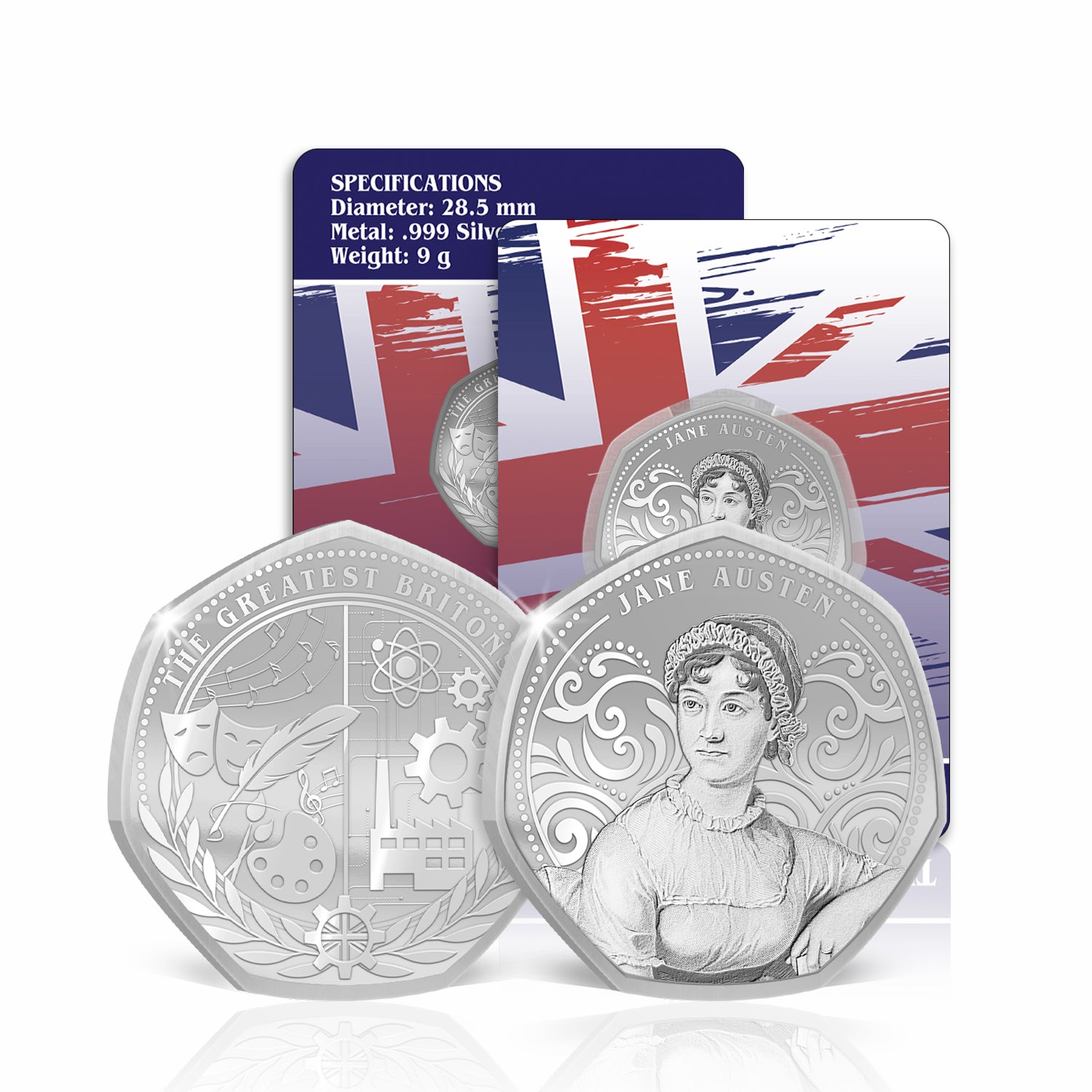 Greatest Britons Jane Austen Silver Plated BU Commemorative