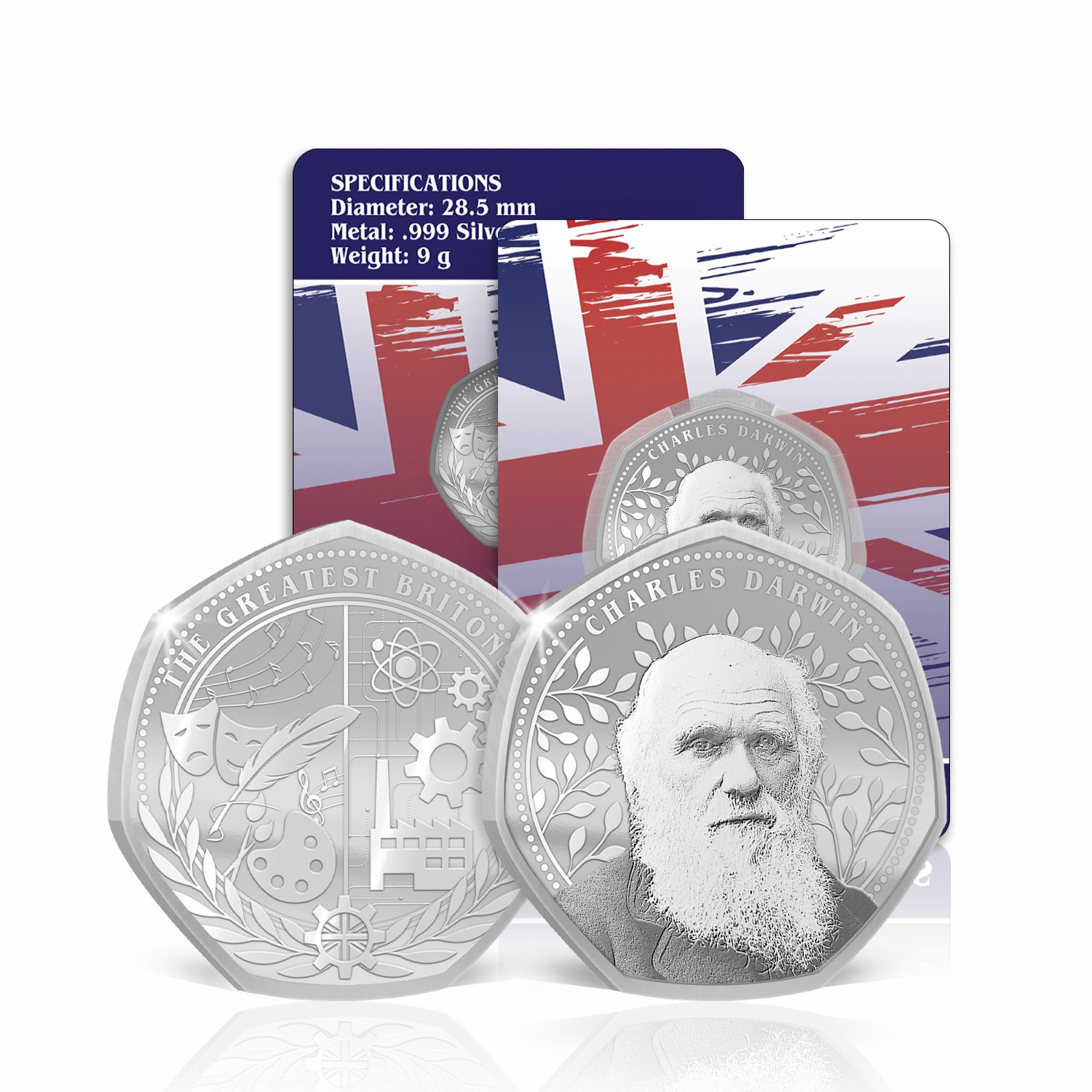 Greatest Britons Charles Darwin Silver Plated BU Commemorative
