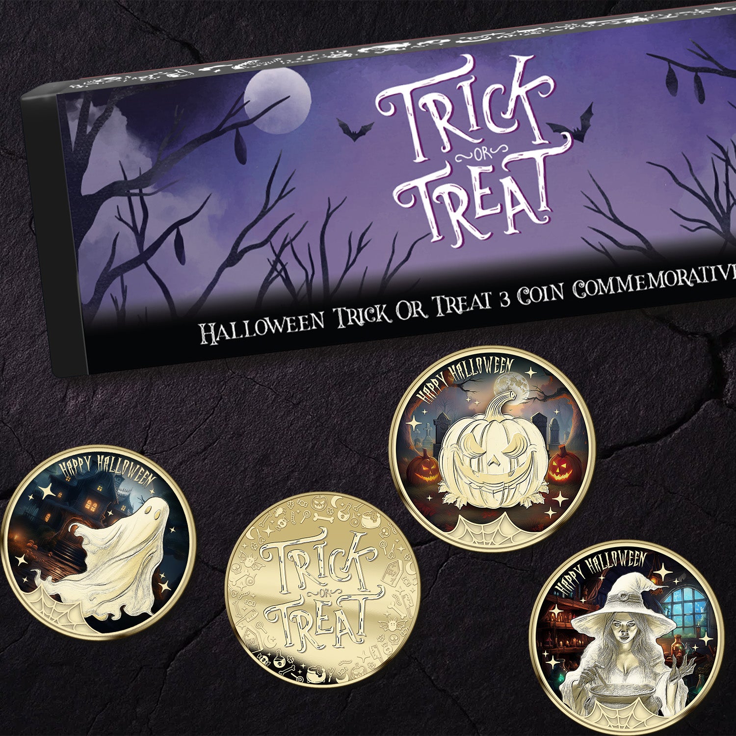 Halloween Trick or Treat Limited Edition Gold Plated Medal Set