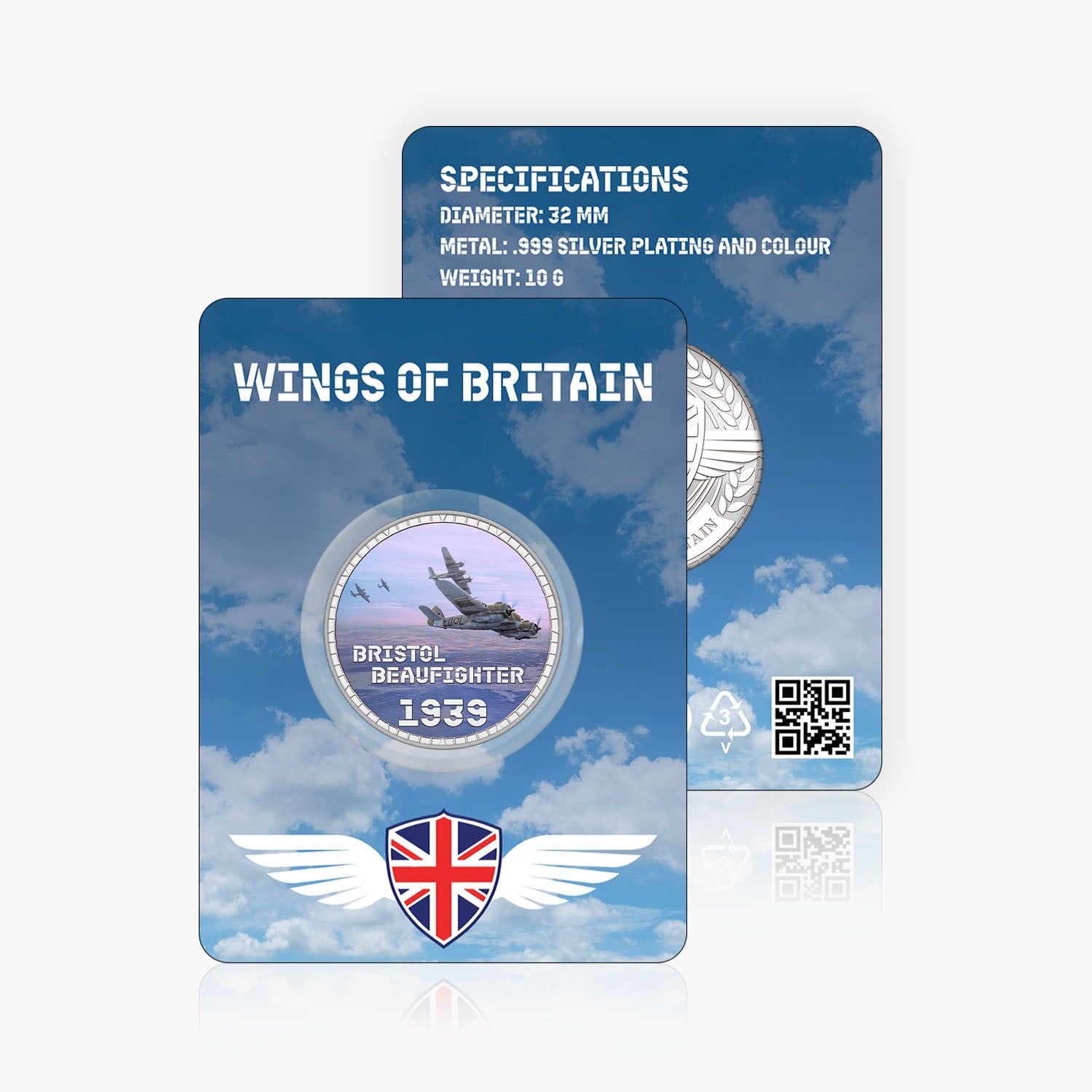 Wings of Britain Bristol Beaufighter Silver Plated BU Commemorative