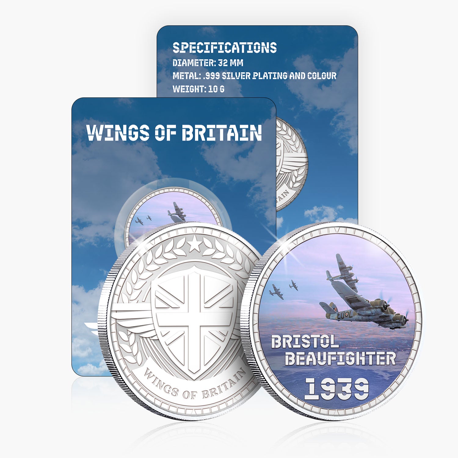 Wings of Britain Bristol Beaufighter Silver Plated BU Commemorative