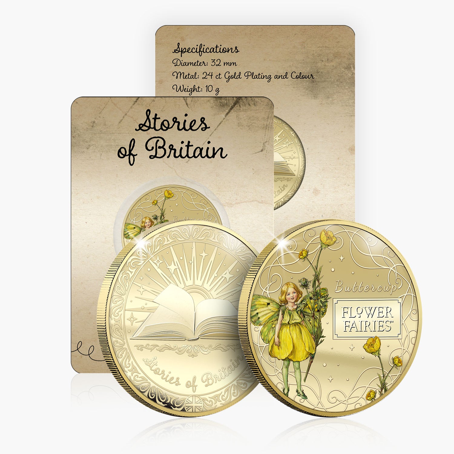 Stories of Britain Flower Fairies Buttercup Fairy Gold Plated BU Commemorative