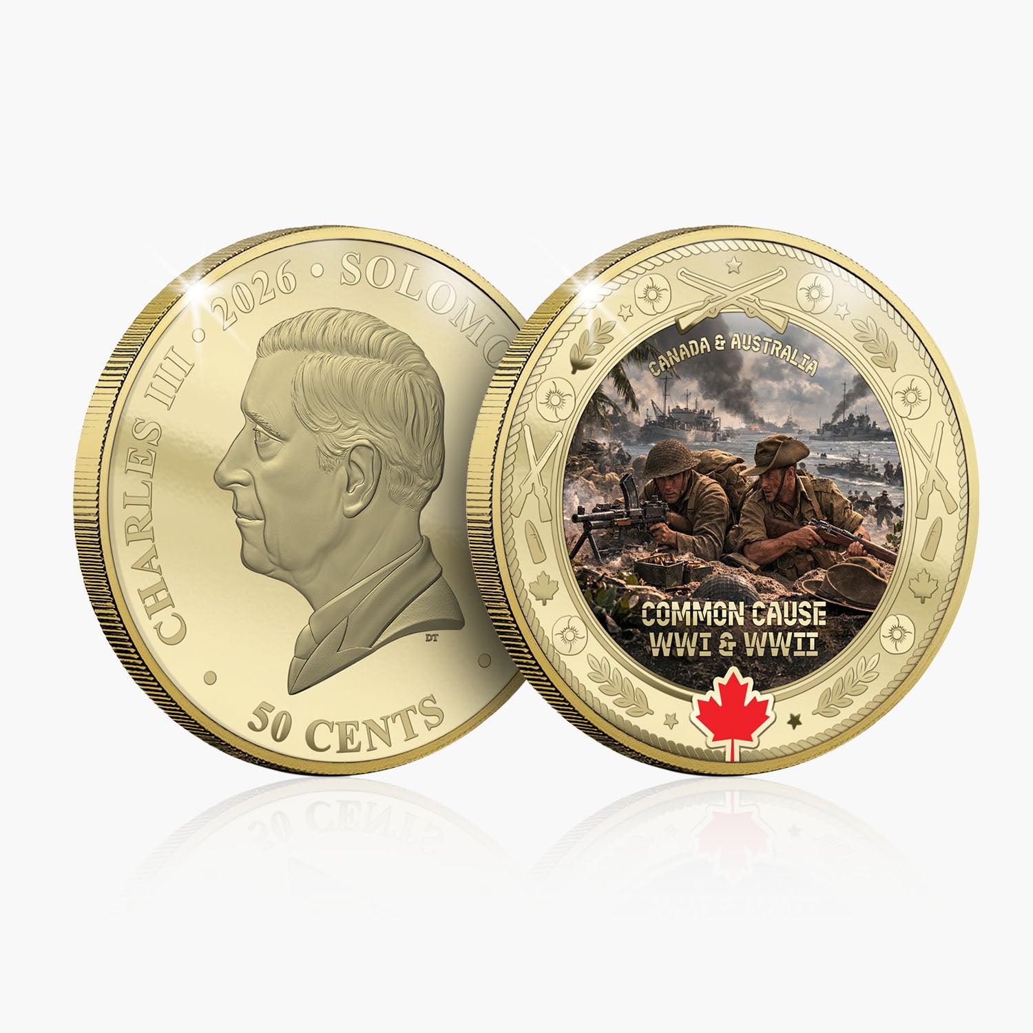 Canadian Allies in Arms - Common Cause WWI and WWII Coin