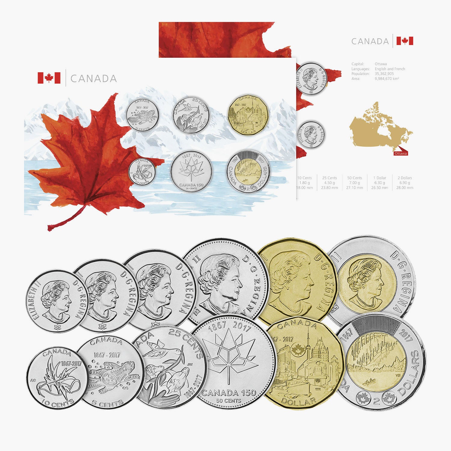 Canada 150th Anniversary Complete Coin Collection 2017
