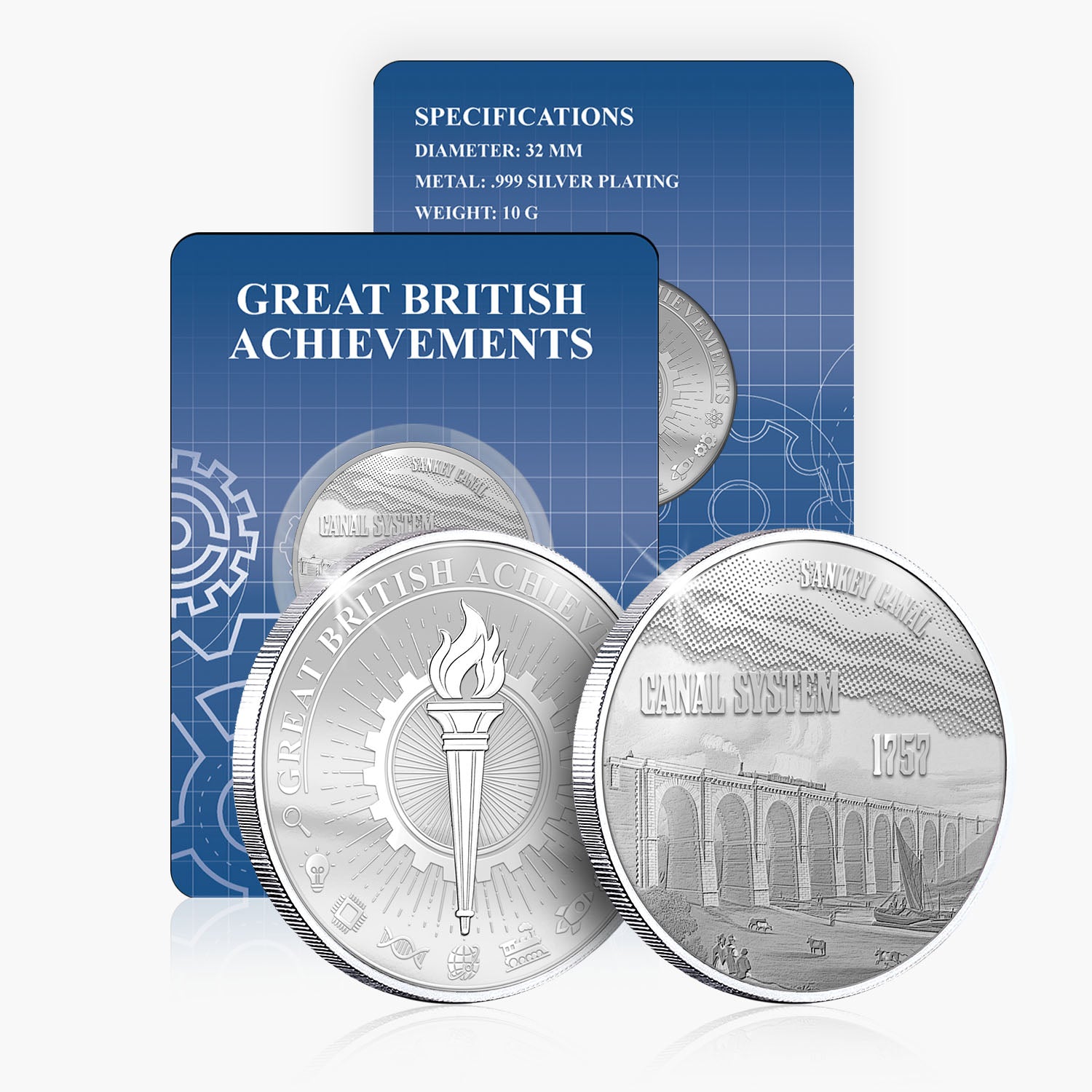 Great British Achievements Canal System Silver Plated BU Commemorative