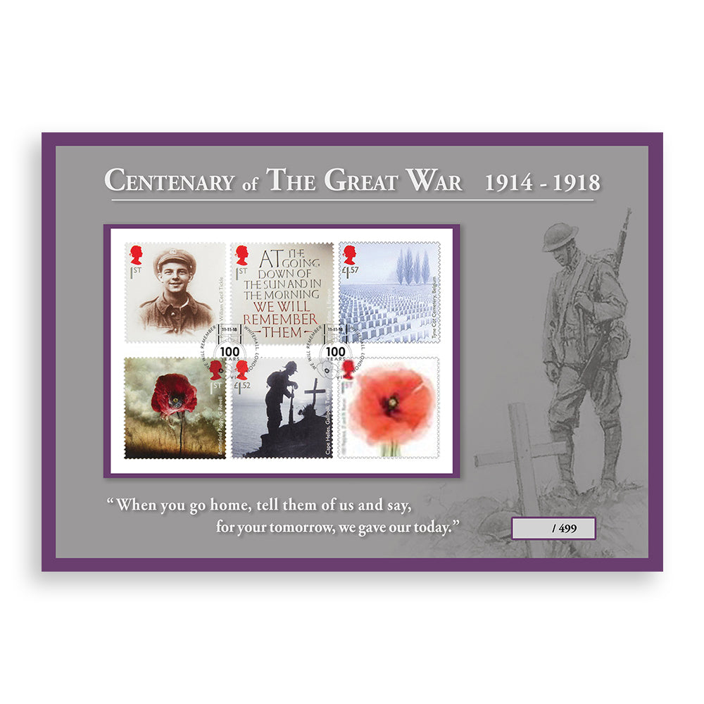 Carte de collection de timbres du Centenaire de la Grande Guerre