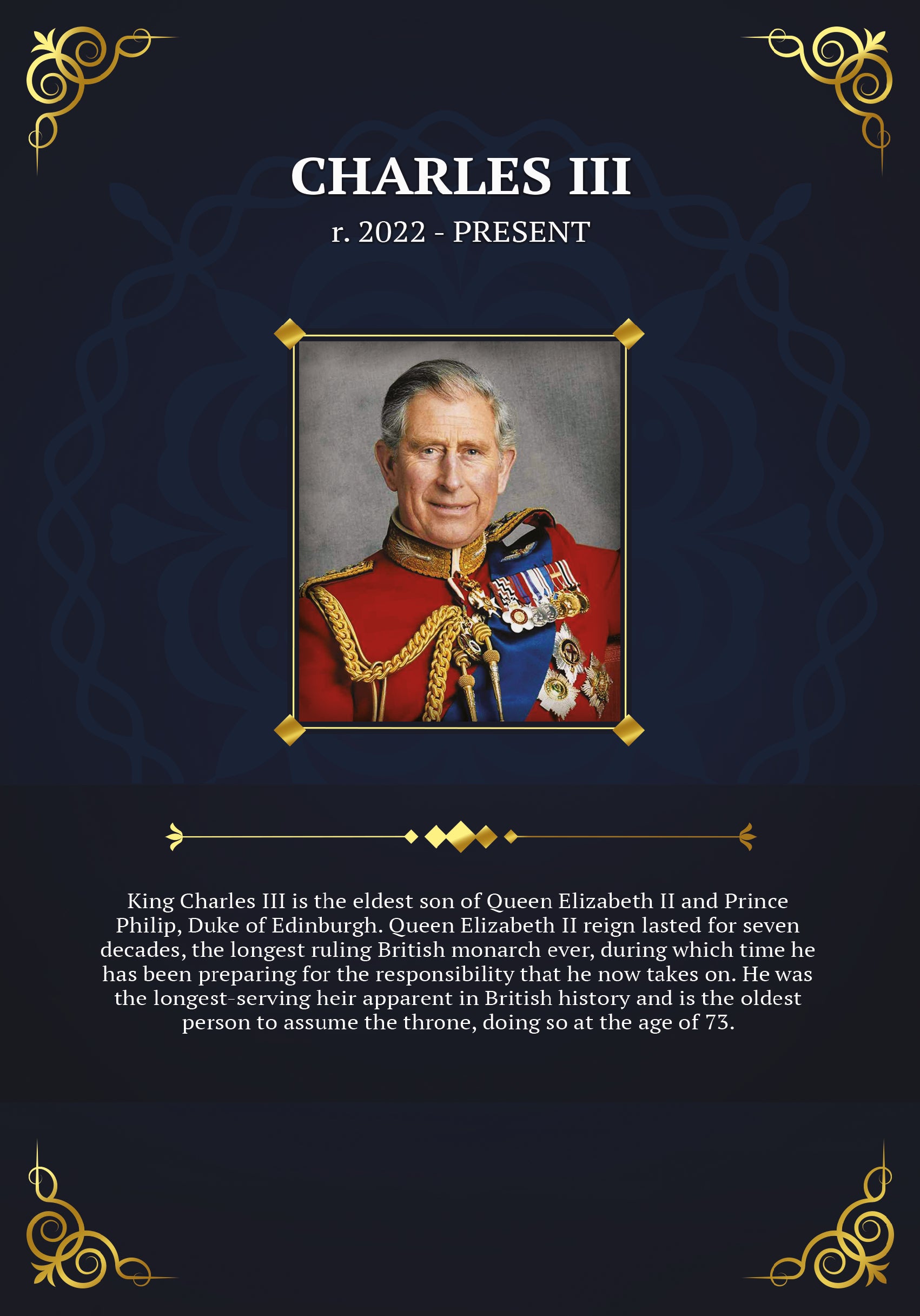 特徴的な王の歴史 - チャールズ 3 世の純銀の棒