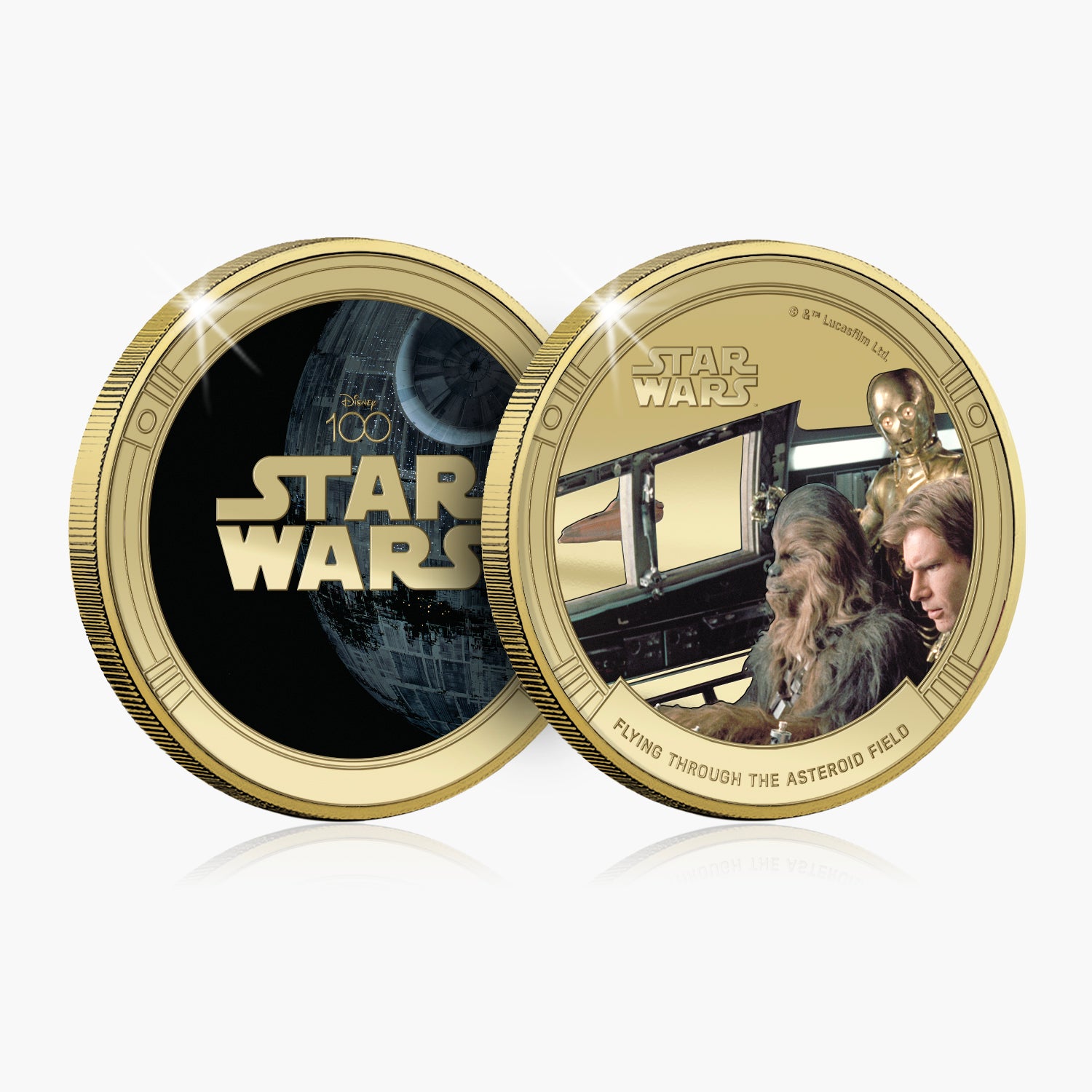 D100 Star Wars Flying Through The Asteroid Field Gold Plated Commemorative