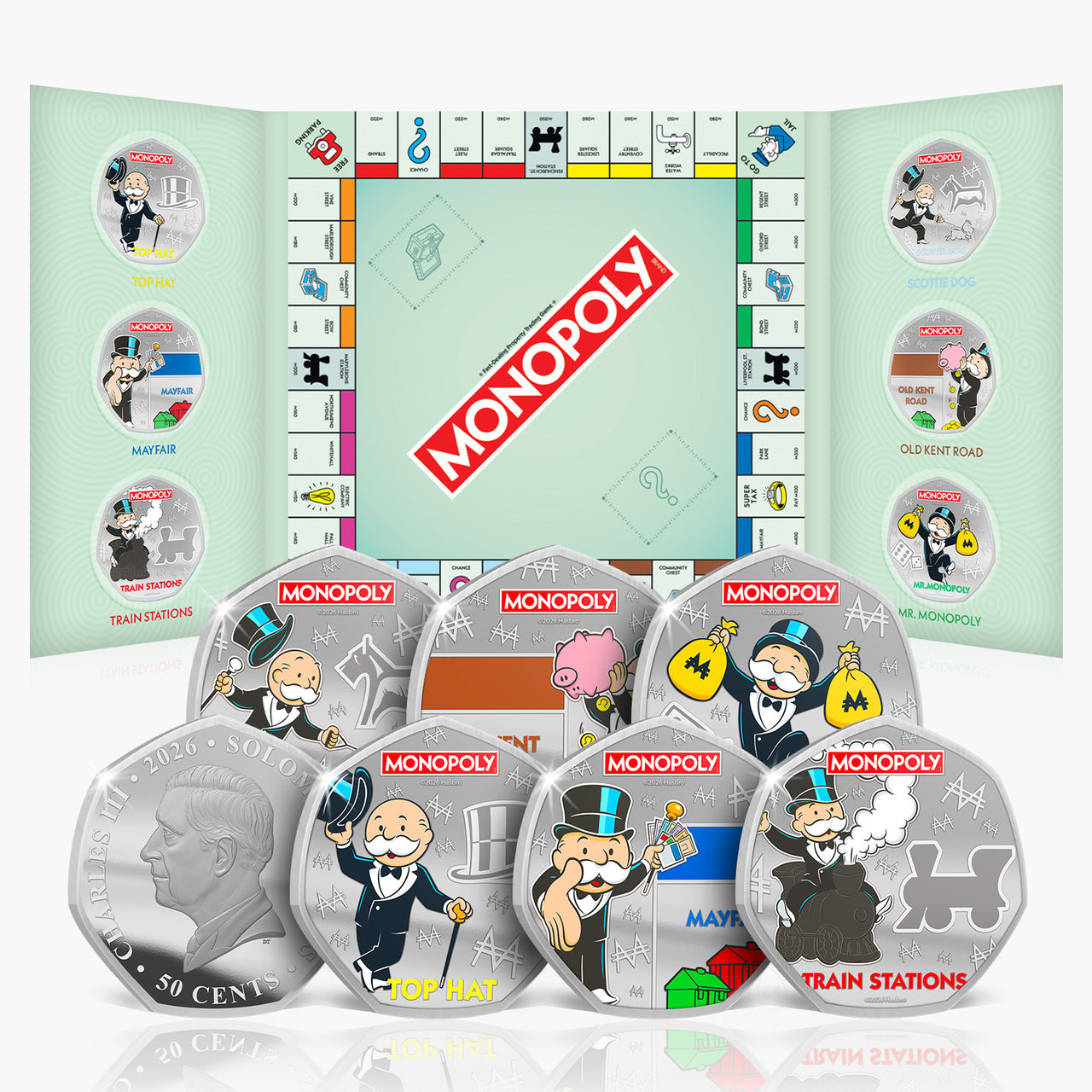 Monopoly Legends of the Board 2026 .999 Silver Plated Coin Pack