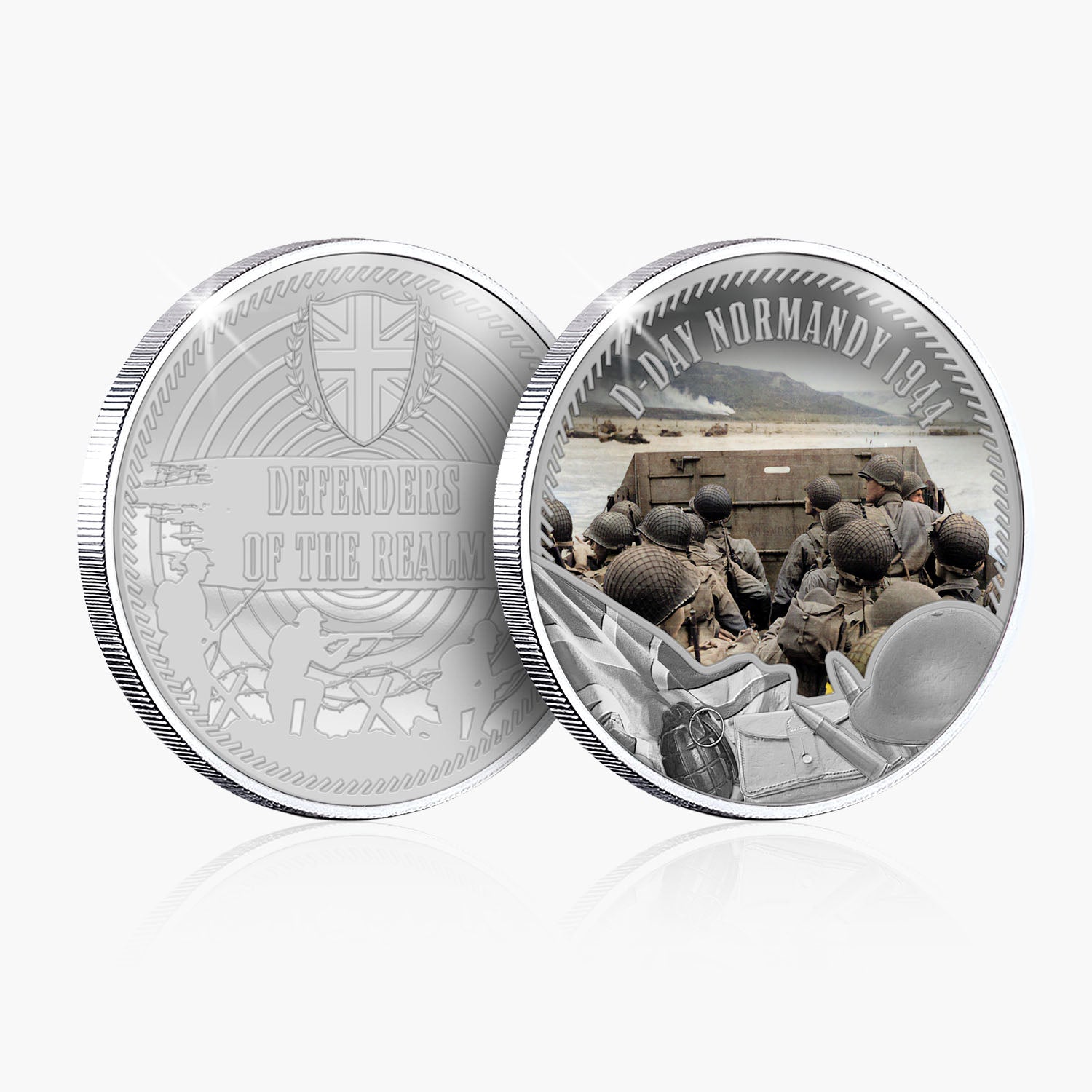 Defenders of the Realm D Day Normandy 1944 Silver Plated BU Commemorative
