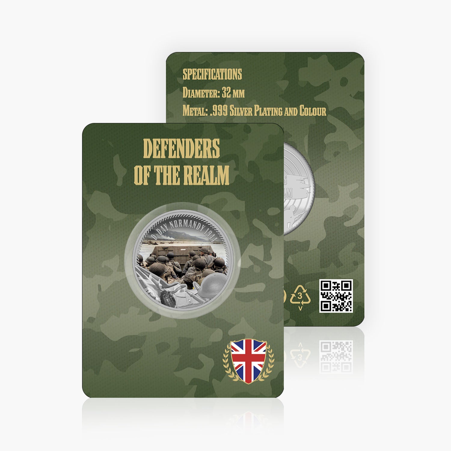 Defenders of the Realm D Day Normandy 1944 Silver Plated BU Commemorative