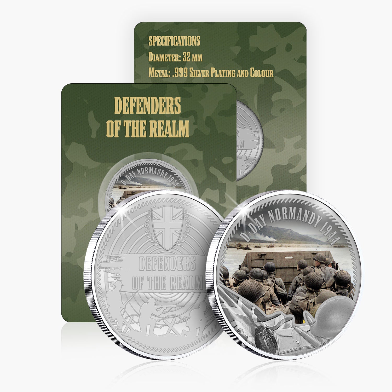 Defenders of the Realm D Day Normandy 1944 Silver Plated BU Commemorative
