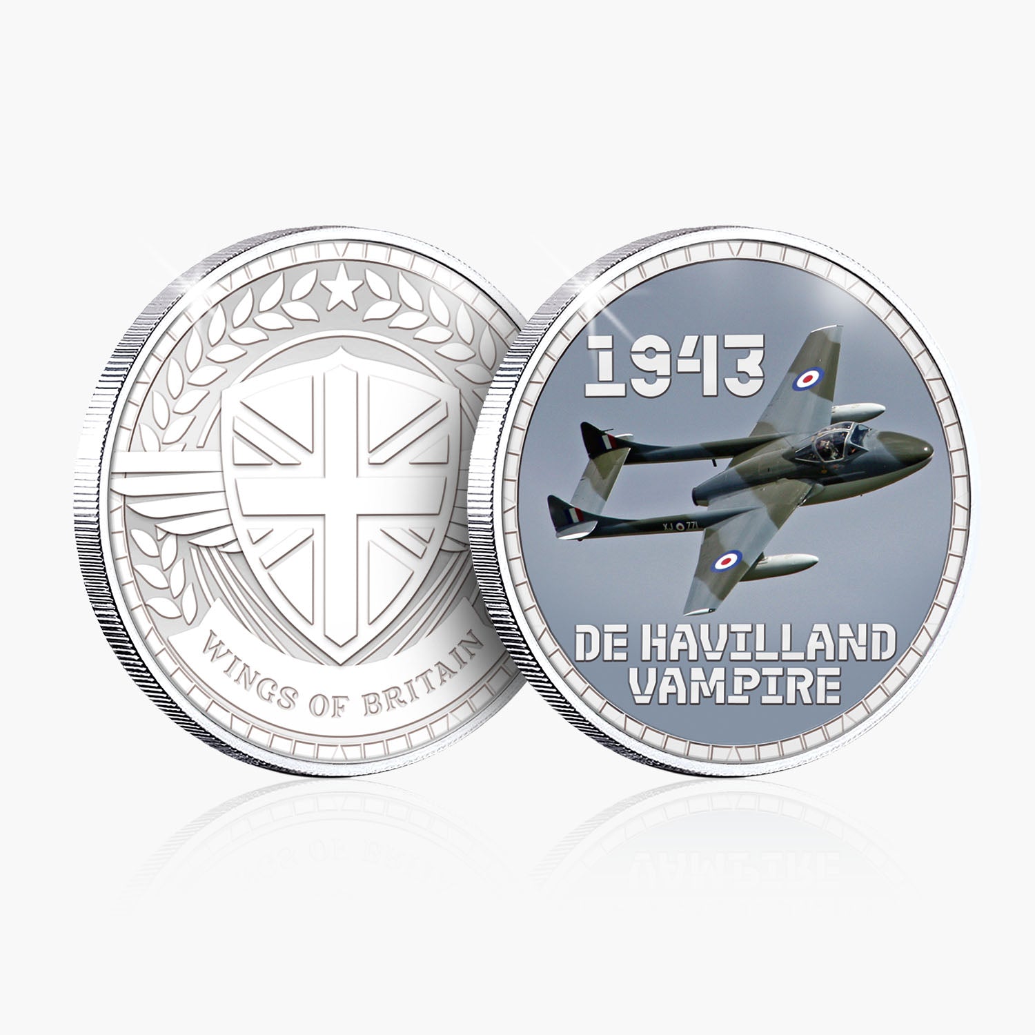 Wings of Britain De Havilland Vampire Silver Plated BU Commemorative