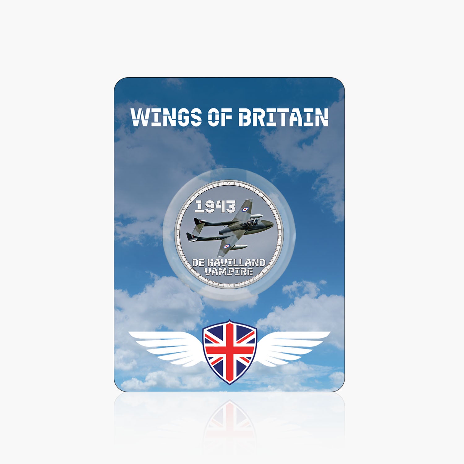 Wings of Britain De Havilland Vampire Silver Plated BU Commemorative
