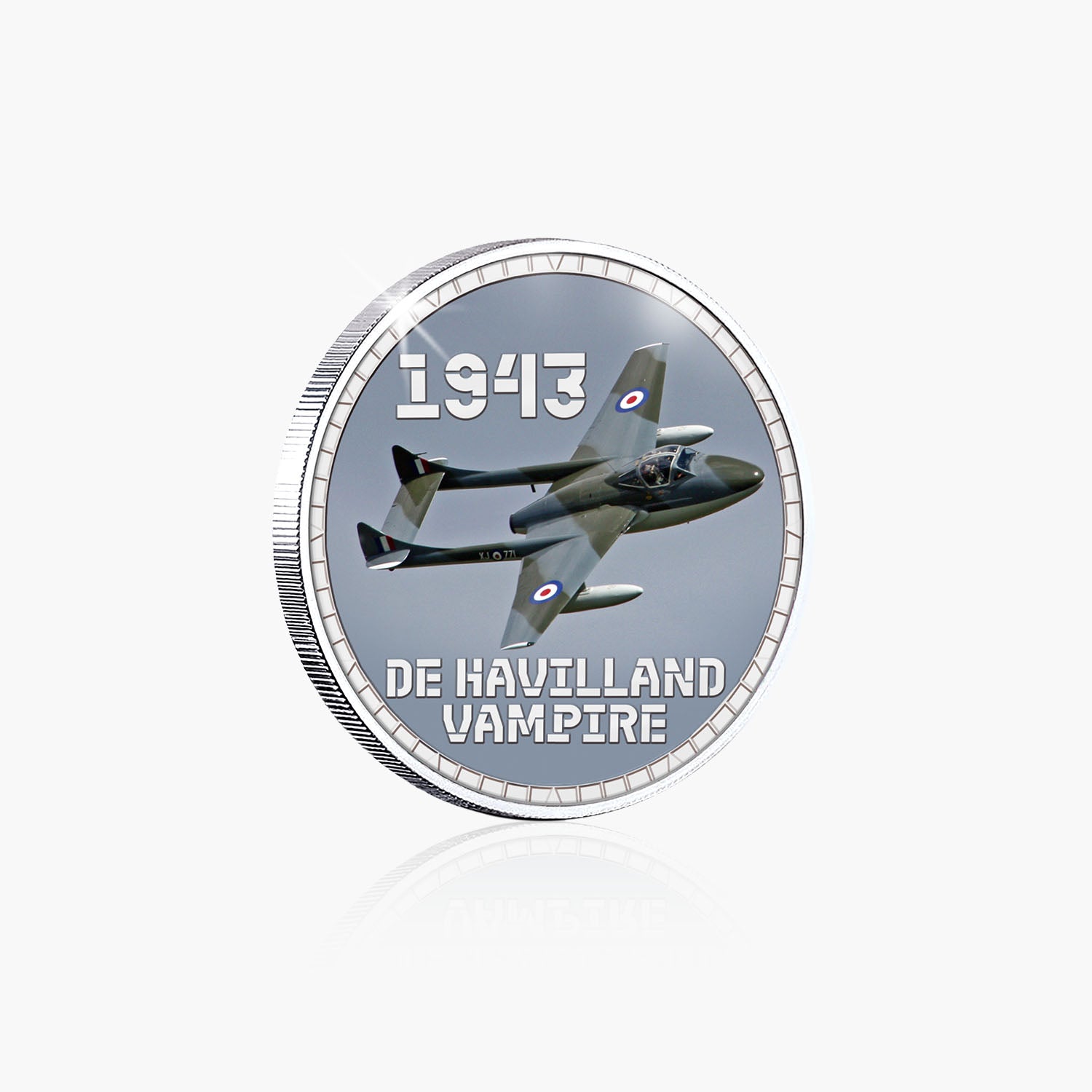 Wings of Britain De Havilland Vampire Silver Plated BU Commemorative