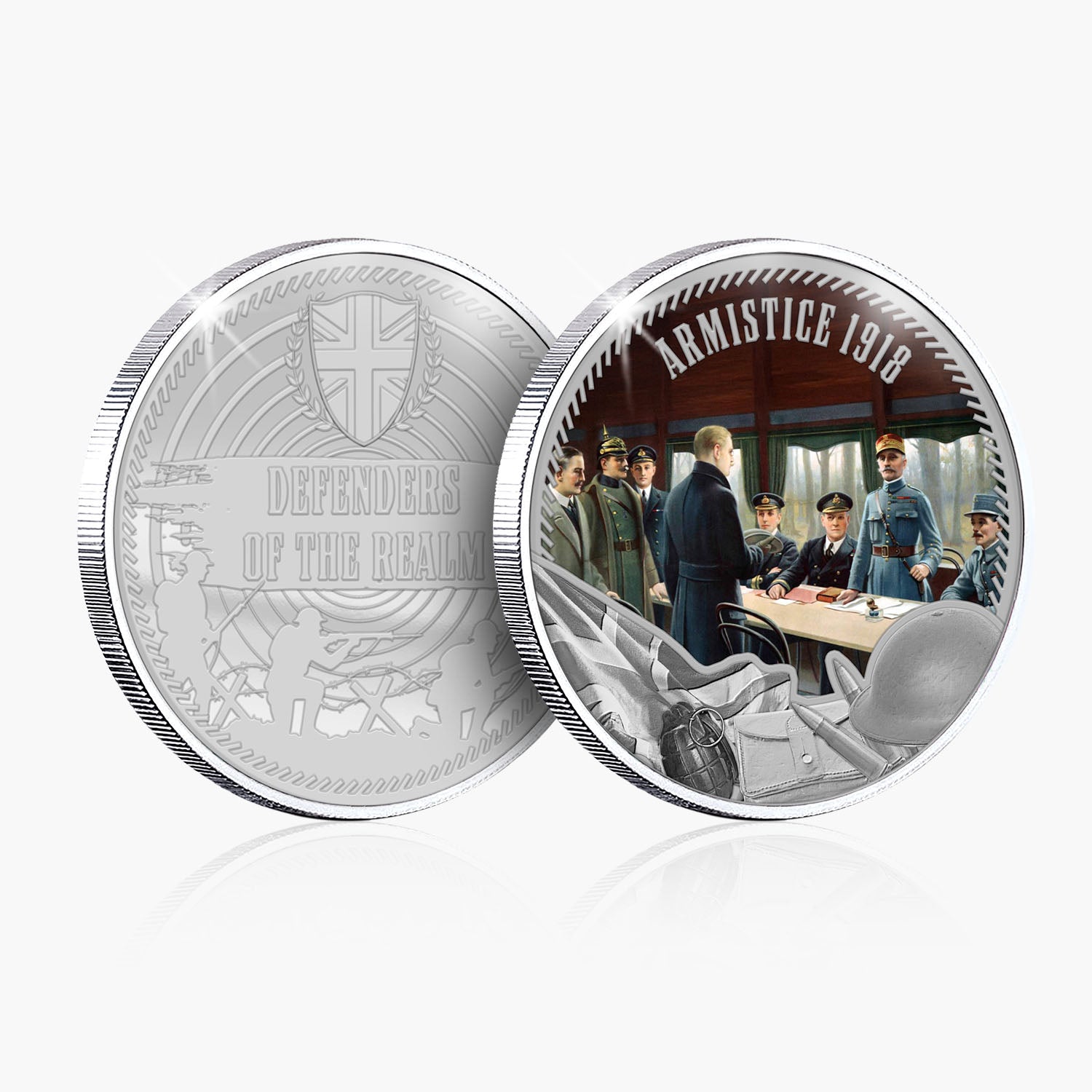 Defenders of the Realm Armistice 1918 Silver Plated BU Commemorative
