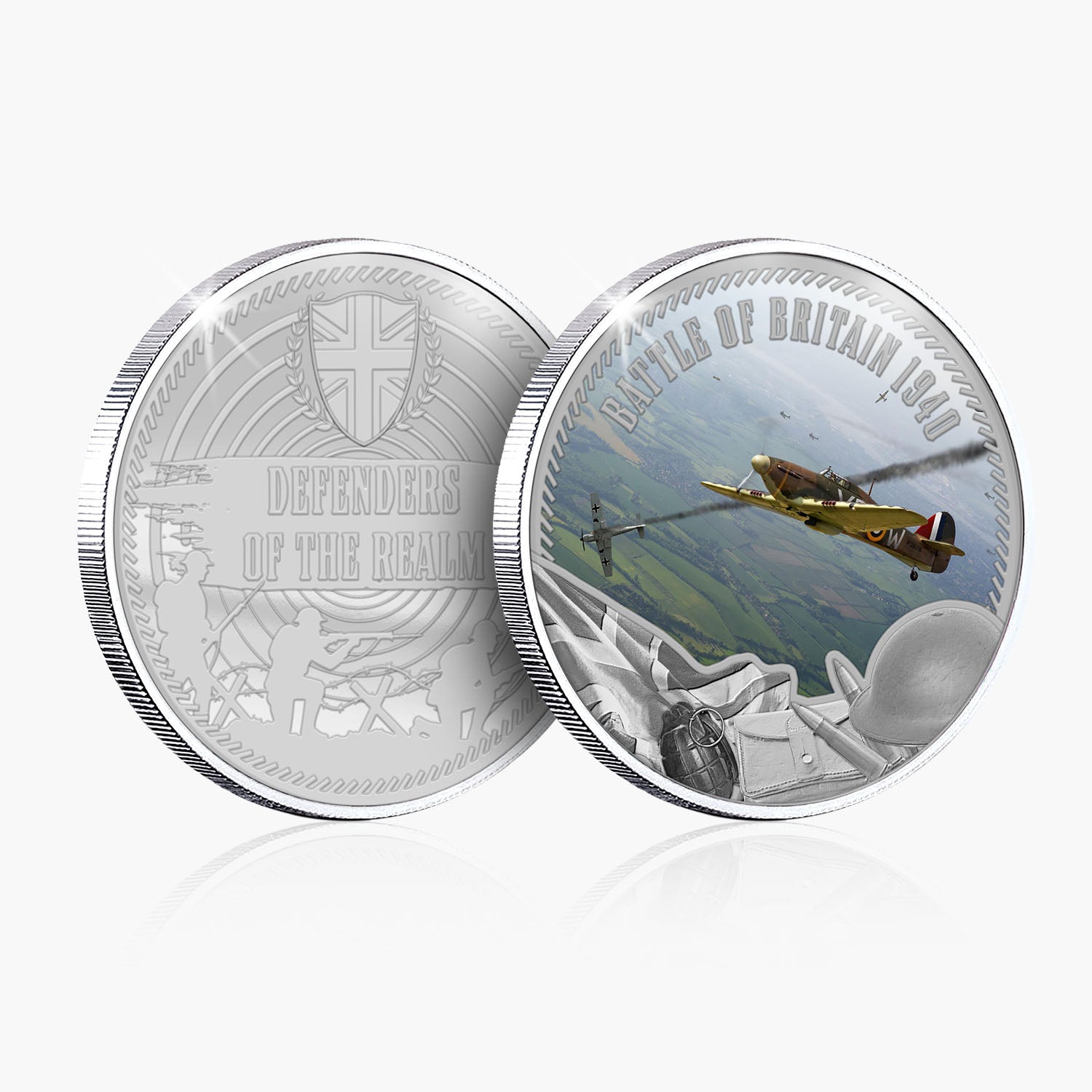 Defenders of the Realm Battle of Britain Silver Plated BU Commemorative