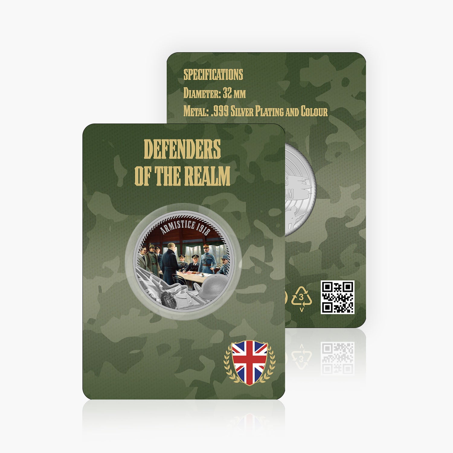 Defenders of the Realm Armistice 1918 Silver Plated BU Commemorative