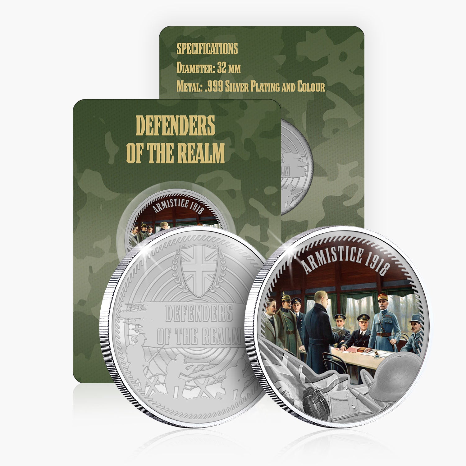 Defenders of the Realm Armistice 1918 Silver Plated BU Commemorative