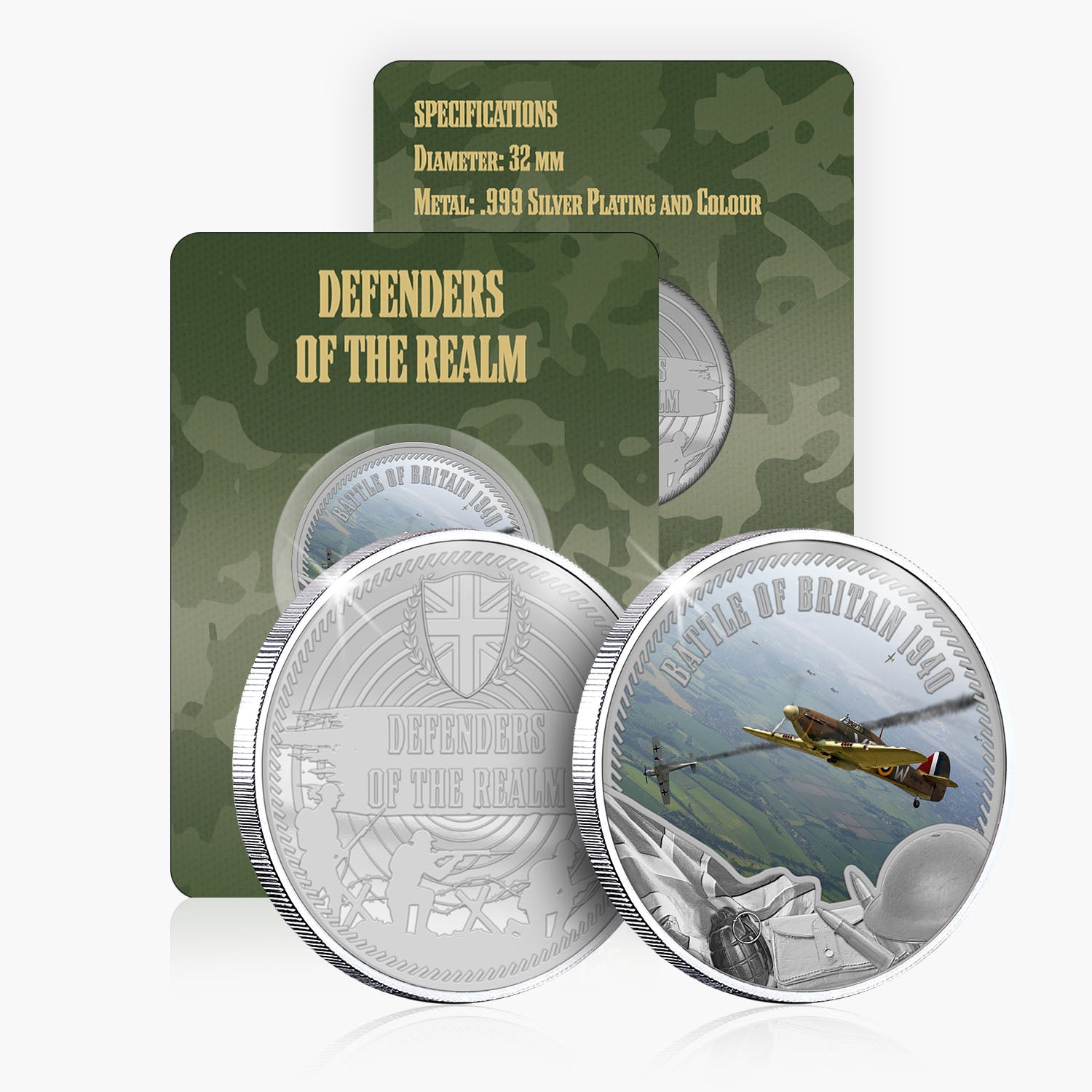 Defenders of the Realm Battle of Britain Silver Plated BU Commemorative