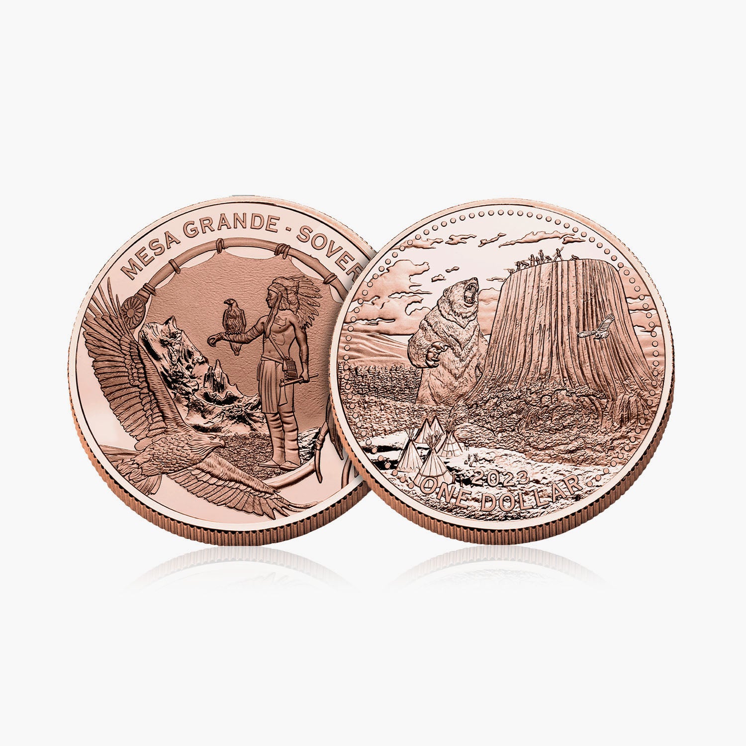 Devils Tower 65mm One Dollar 2023 Pièce de monnaie en cuivre massif de 5 onces