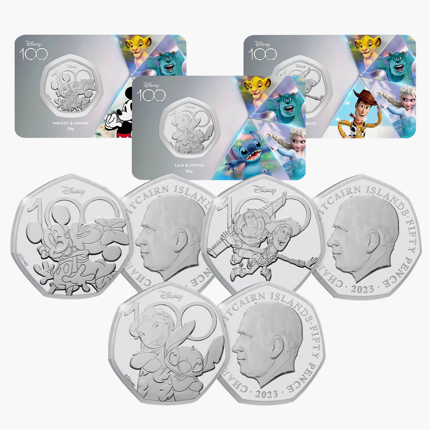 Disney 100th Anniversary 2023 50p BU Coin Bundle