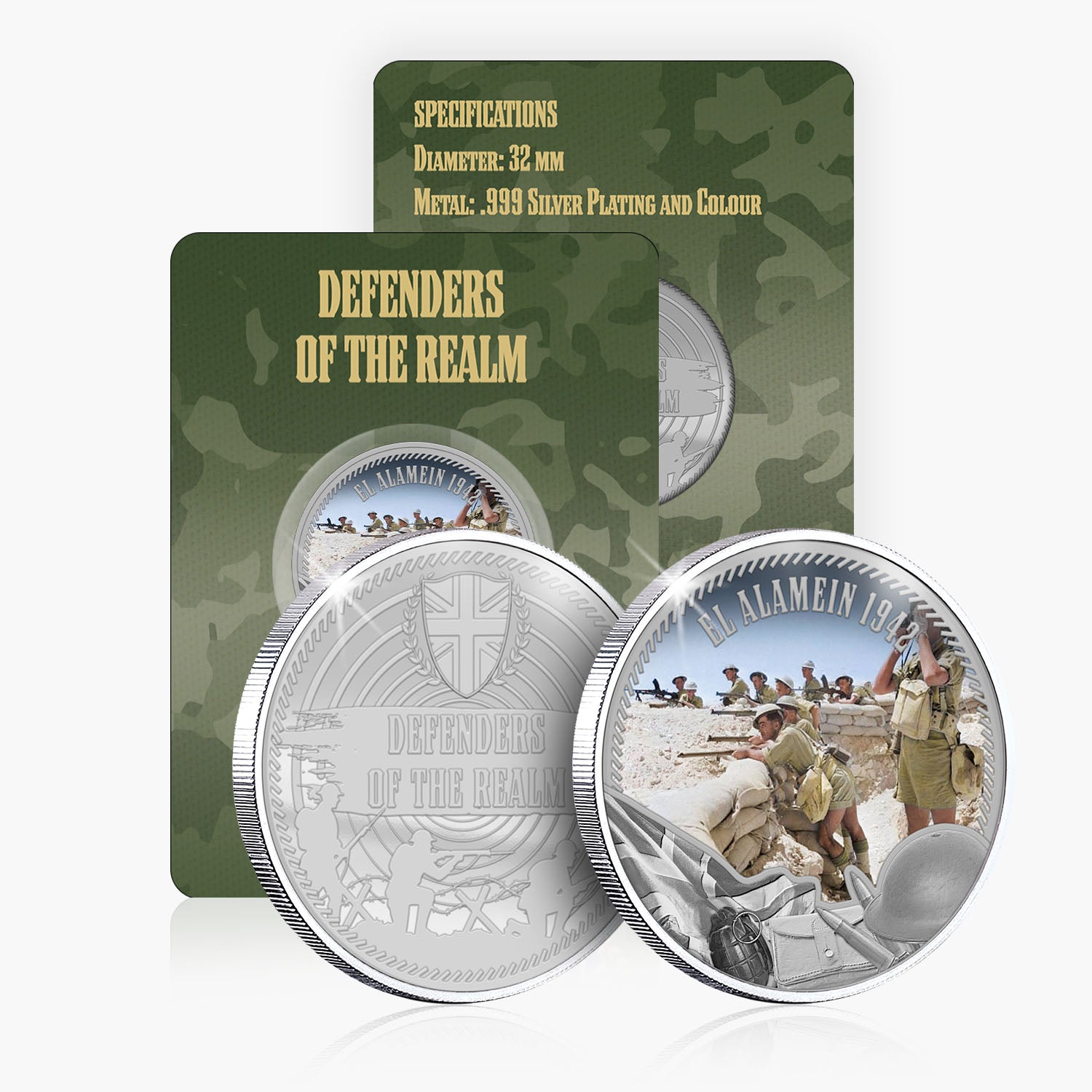 Defenders of the Realm El Alamein 1942 Silver Plated BU Commemorative