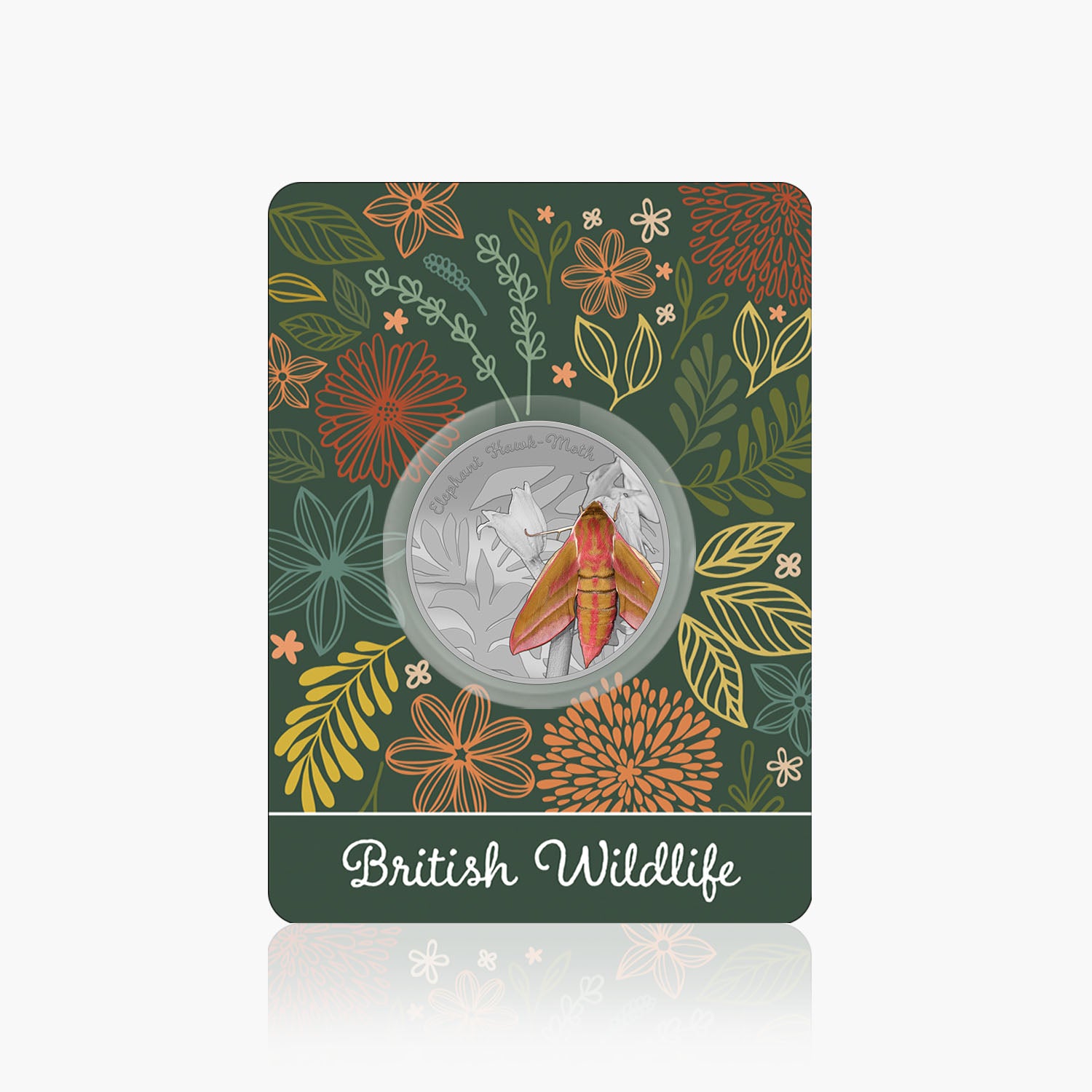 British Wildlife Elephant Hawk Moth Silver Plated BU Commemorative