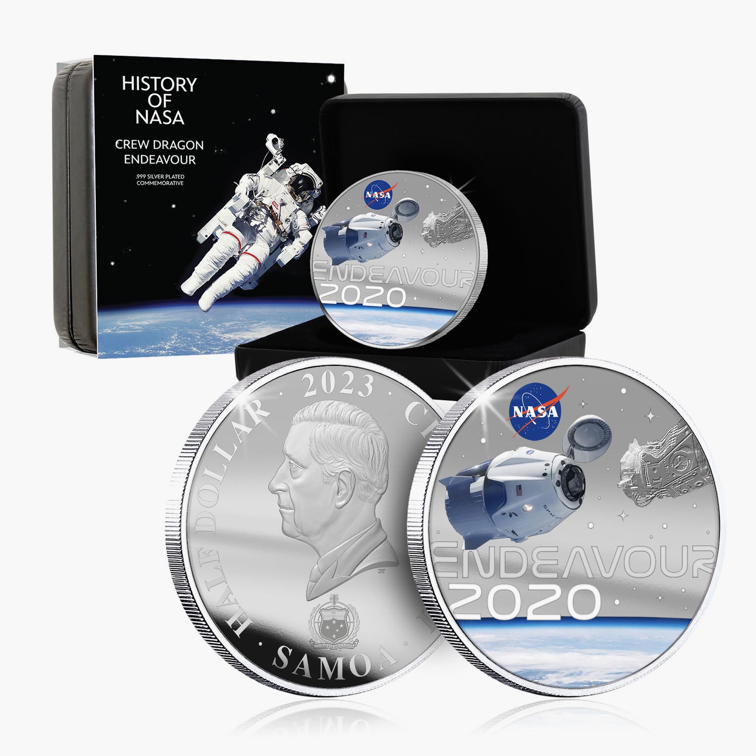 NASA 2023 エンデバー 50mm 銀メッキ コイン