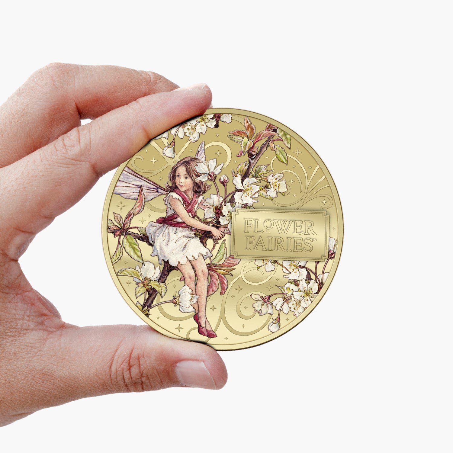 Flower Fairies 2026 The Wild Cherry Blossom Fairy Super Size Gold Luxe Edition Coin