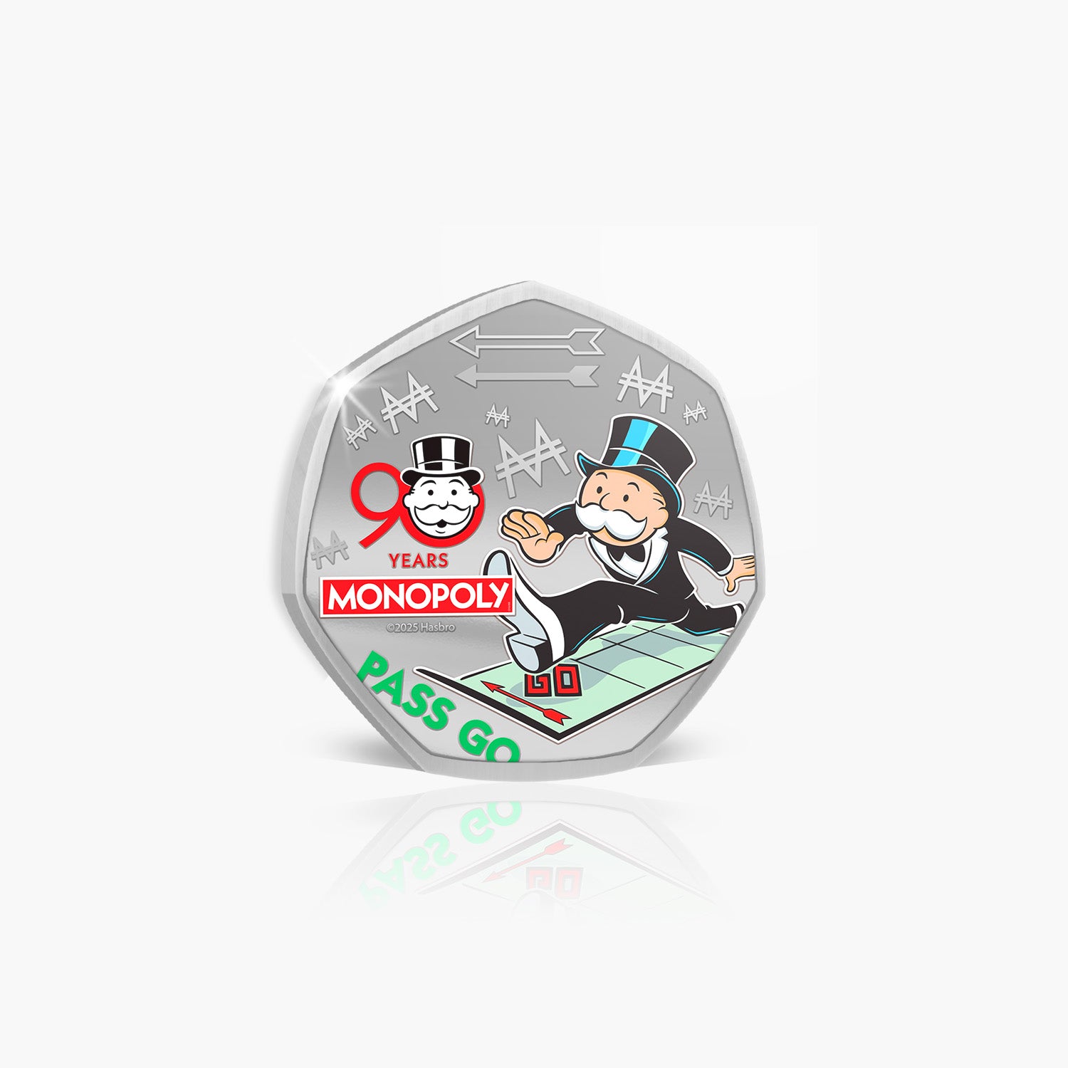 90 Years of Monopoly - Pass Go 2025 Silver Plated BU Coin