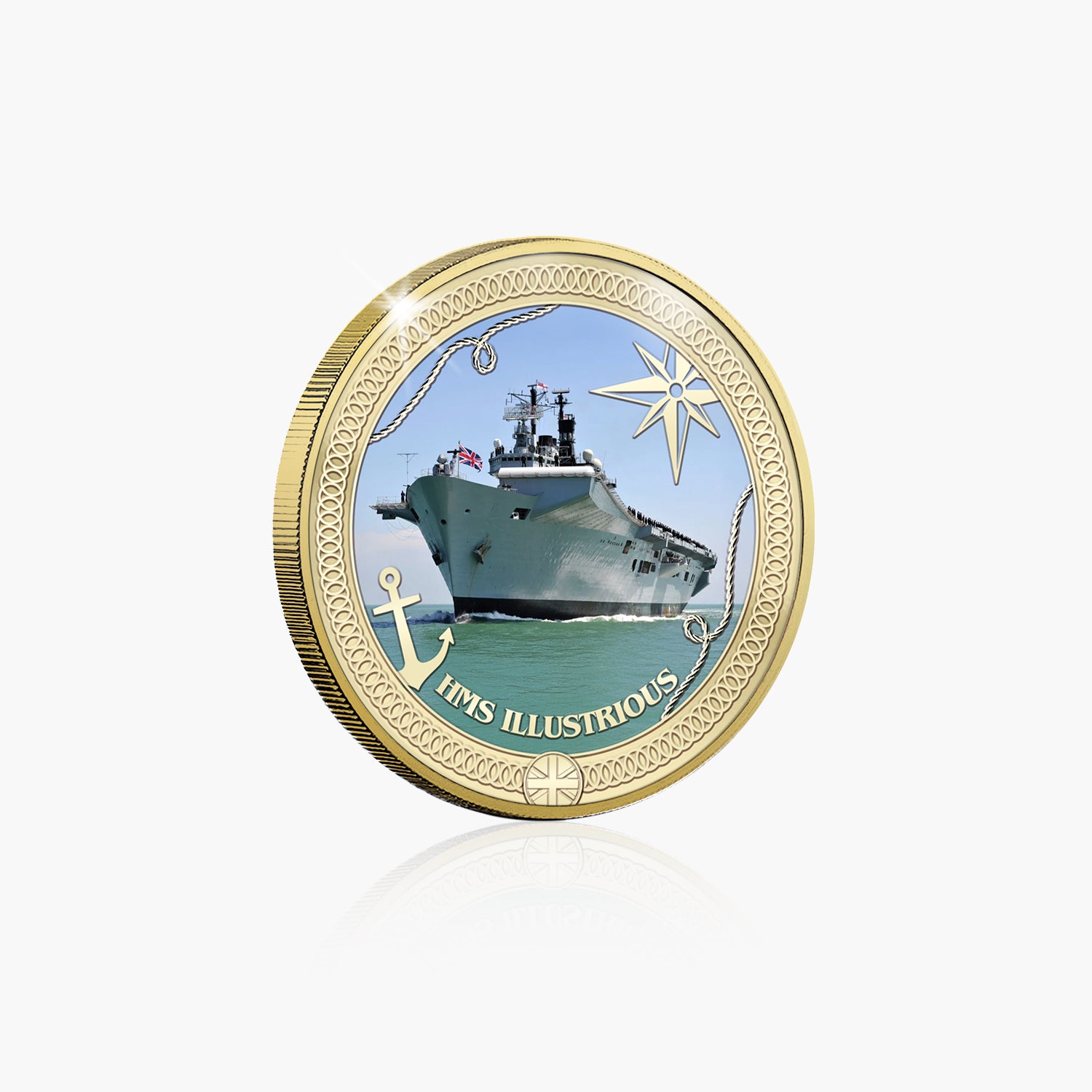 Britannia at Sea HMS Illustrious Gold Plated BU Commemorative