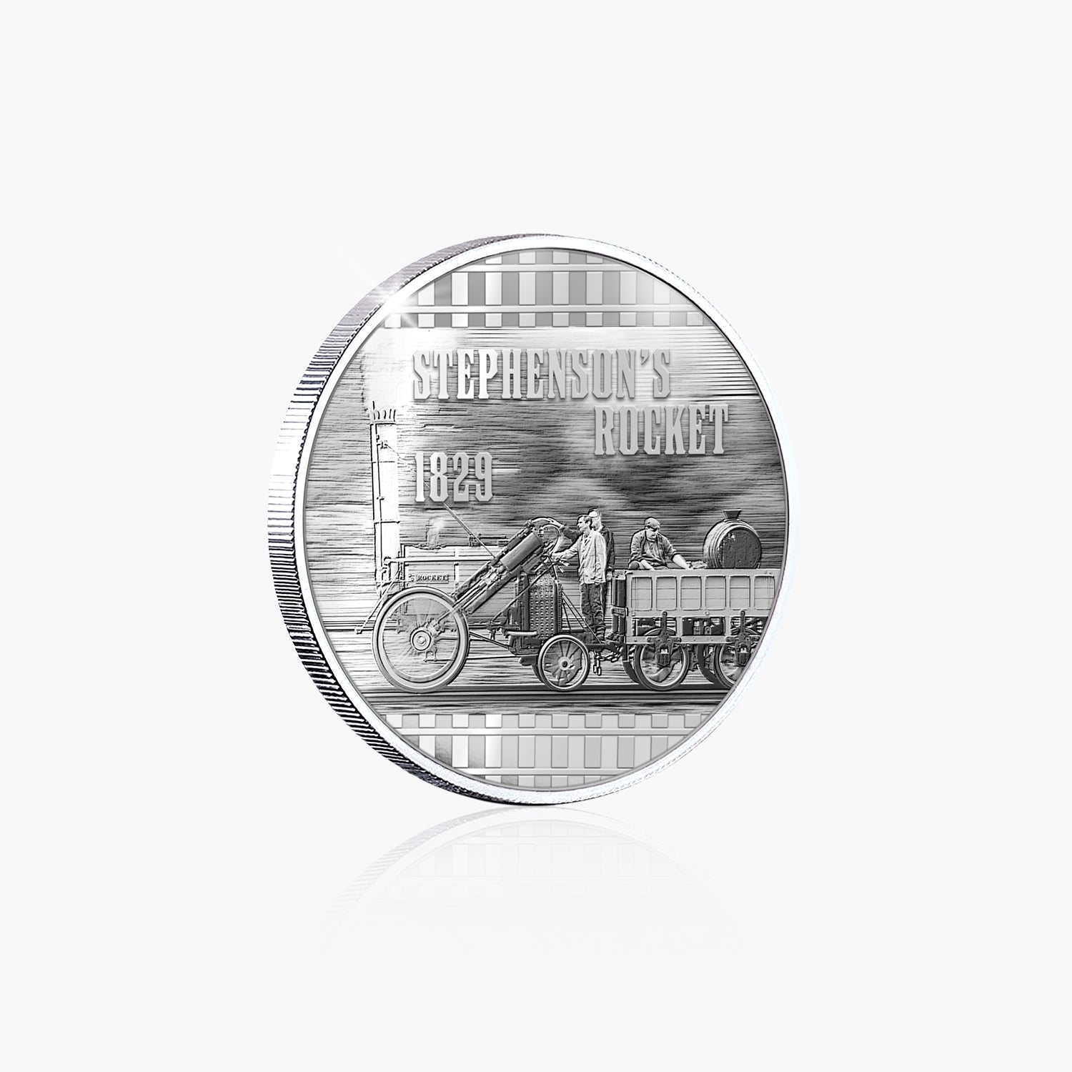 Great British Achievements Stephensons Rocket Silver Plated BU Commemorative