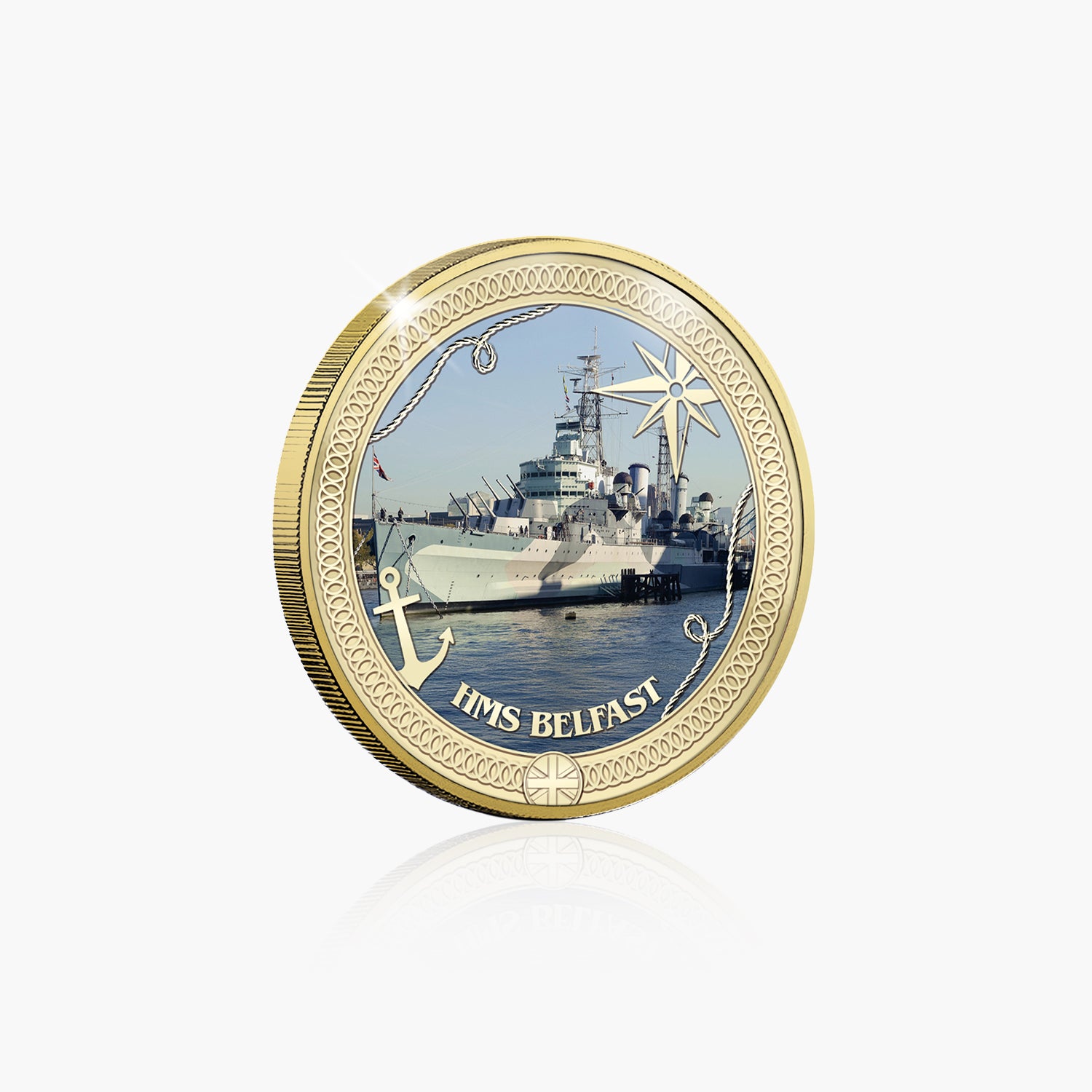 Britannia at Sea HMS Belfast Gold Plated BU Commemorative