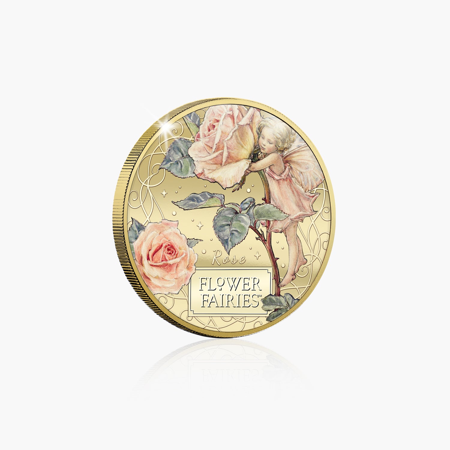 Stories of Britain Flower Fairies Rose Fairy Gold Plated BU Commemorative