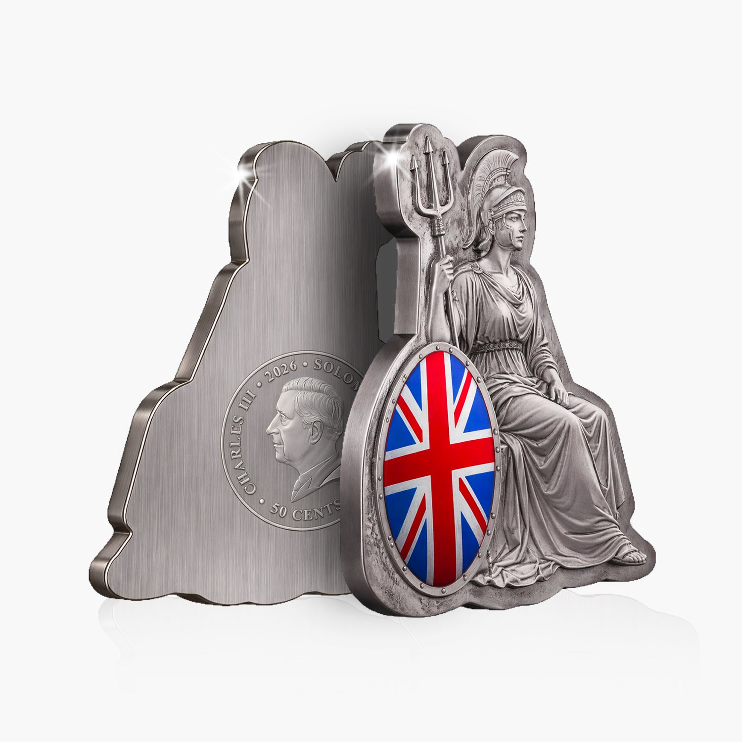2026 Featuring Britannia 3D Shaped Silver-Plated Coin