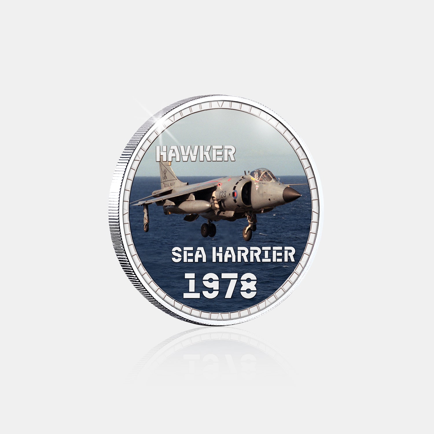 Wings of Britain Hawker Sea Harrier Silver Plated BU Commemorative