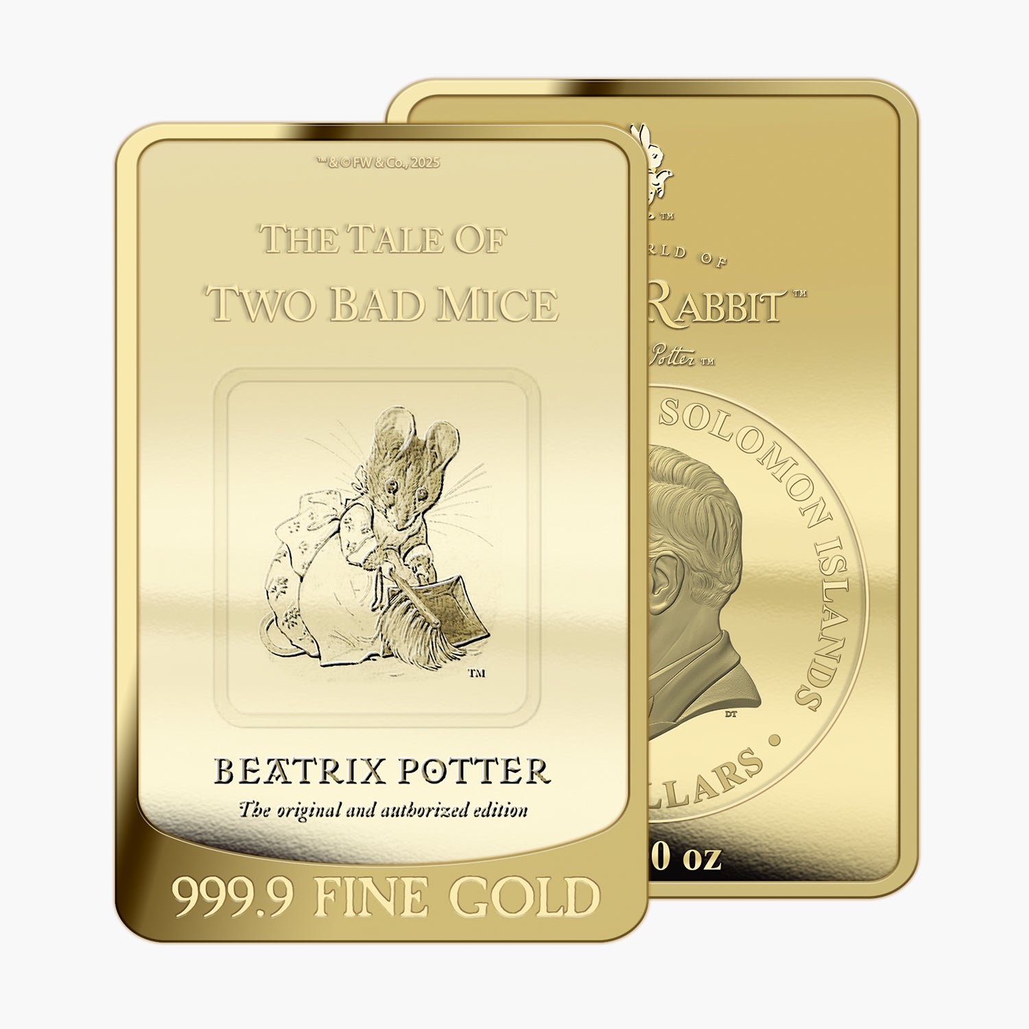 The Tales of Beatrix Potter - Two Bad Mice Solid Gold Bar