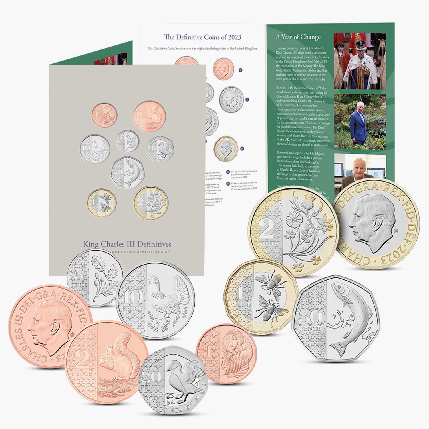 The 2023 King Charles III United Kingdom BU Definitive Coin Set
