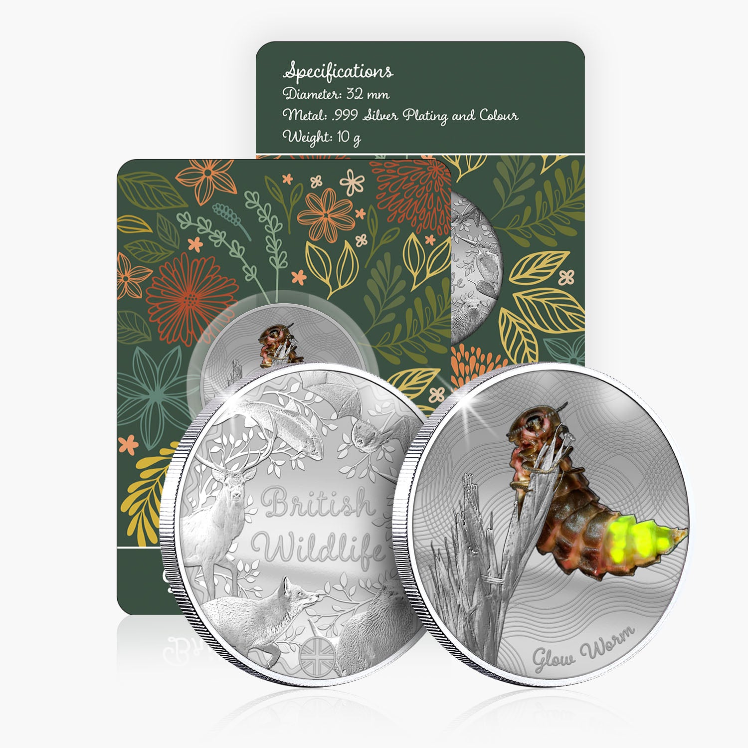 British Wildlife Glow Worm Silver Plated BU Commemorative