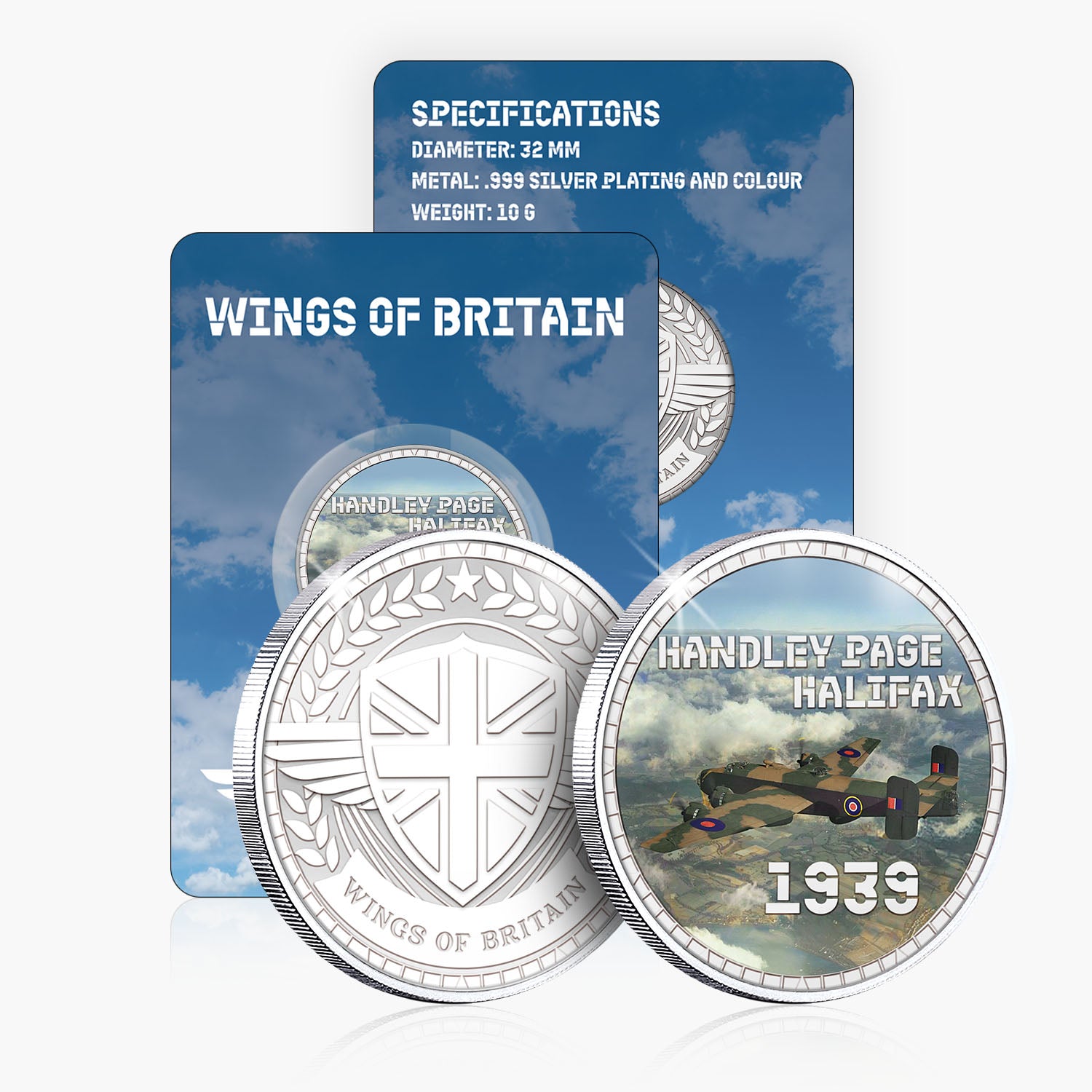 Wings of Britain Handley Page Halifax Silver Plated BU Commemorative