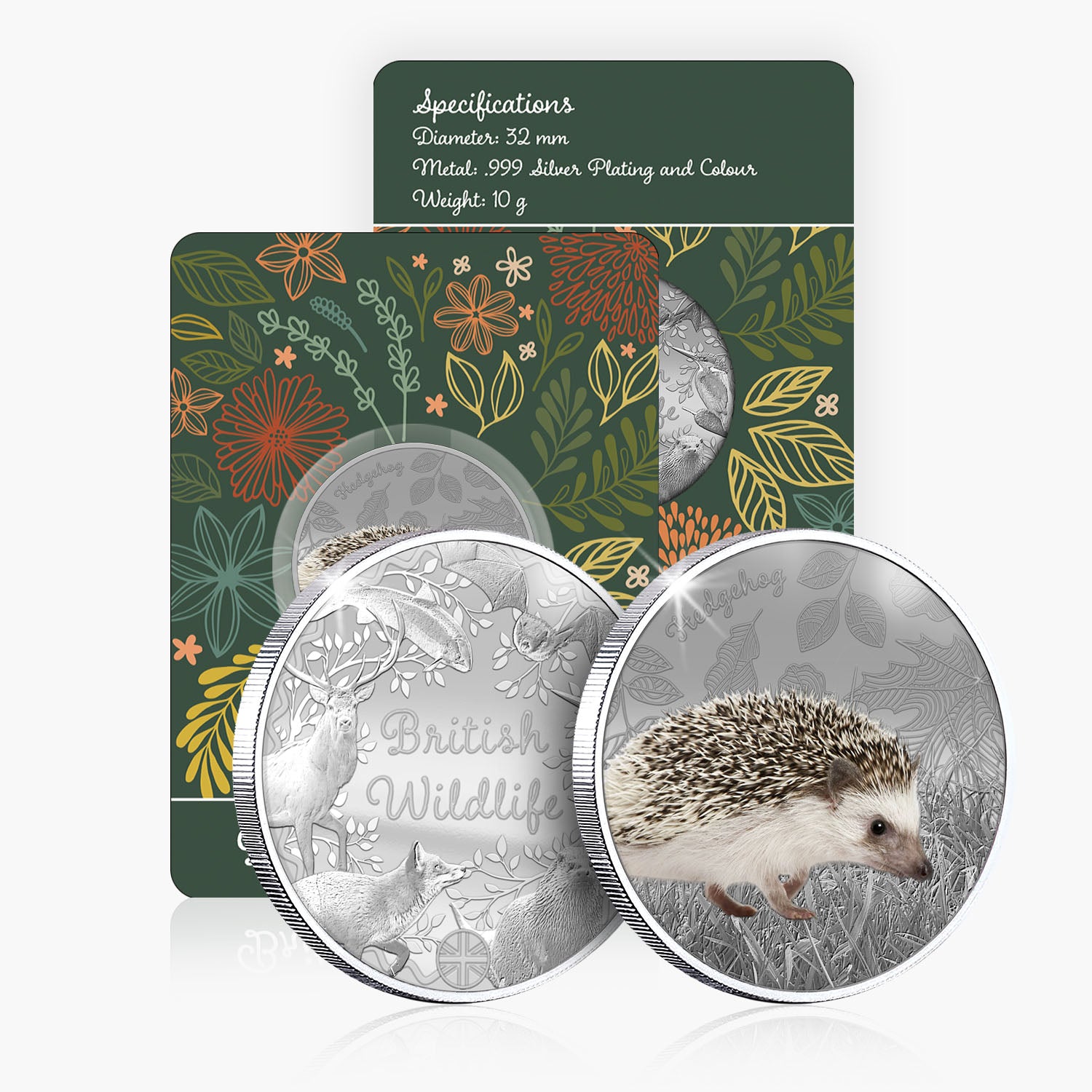 British Wildlife Hedgehog Silver Plated BU Commemorative