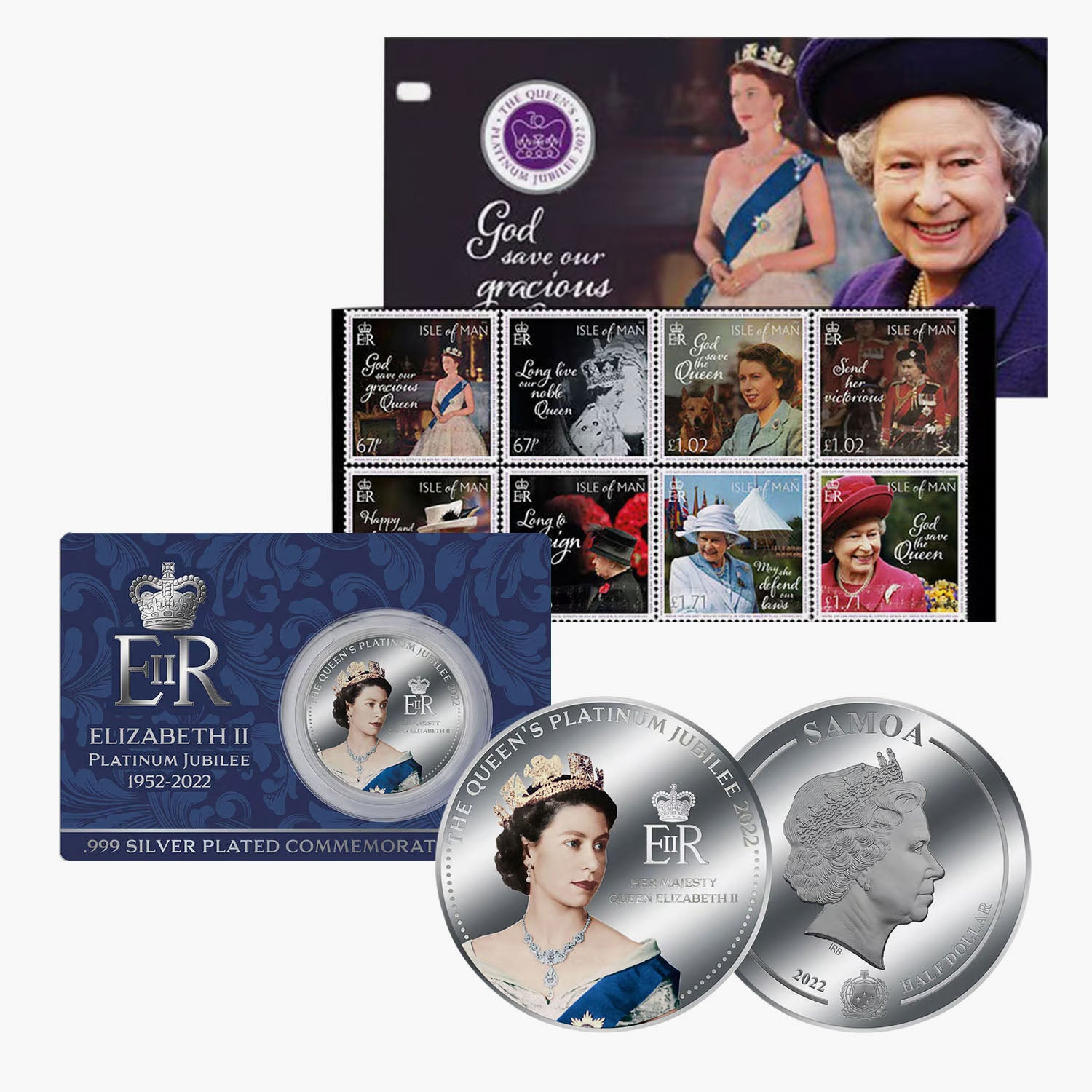 Lot de pièces et timbres du couronnement de Sa Majesté la reine Elizabeth II